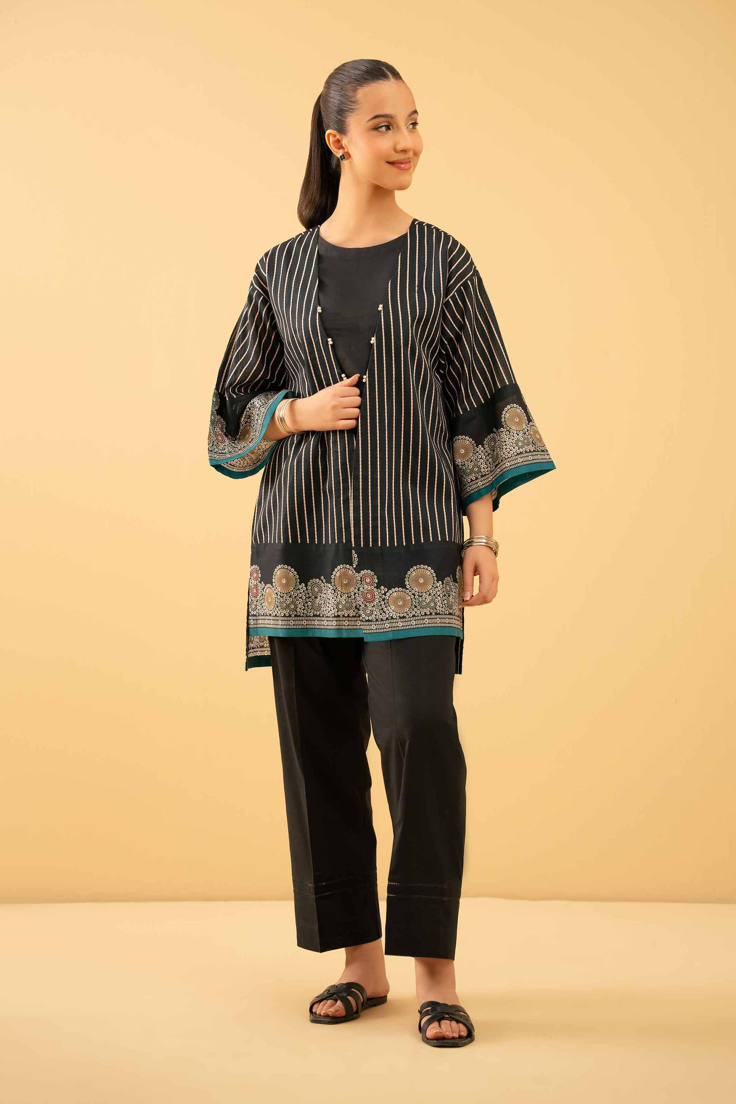 NishatUK - Black Printed Lawn 1-piece ready to wear Shirt