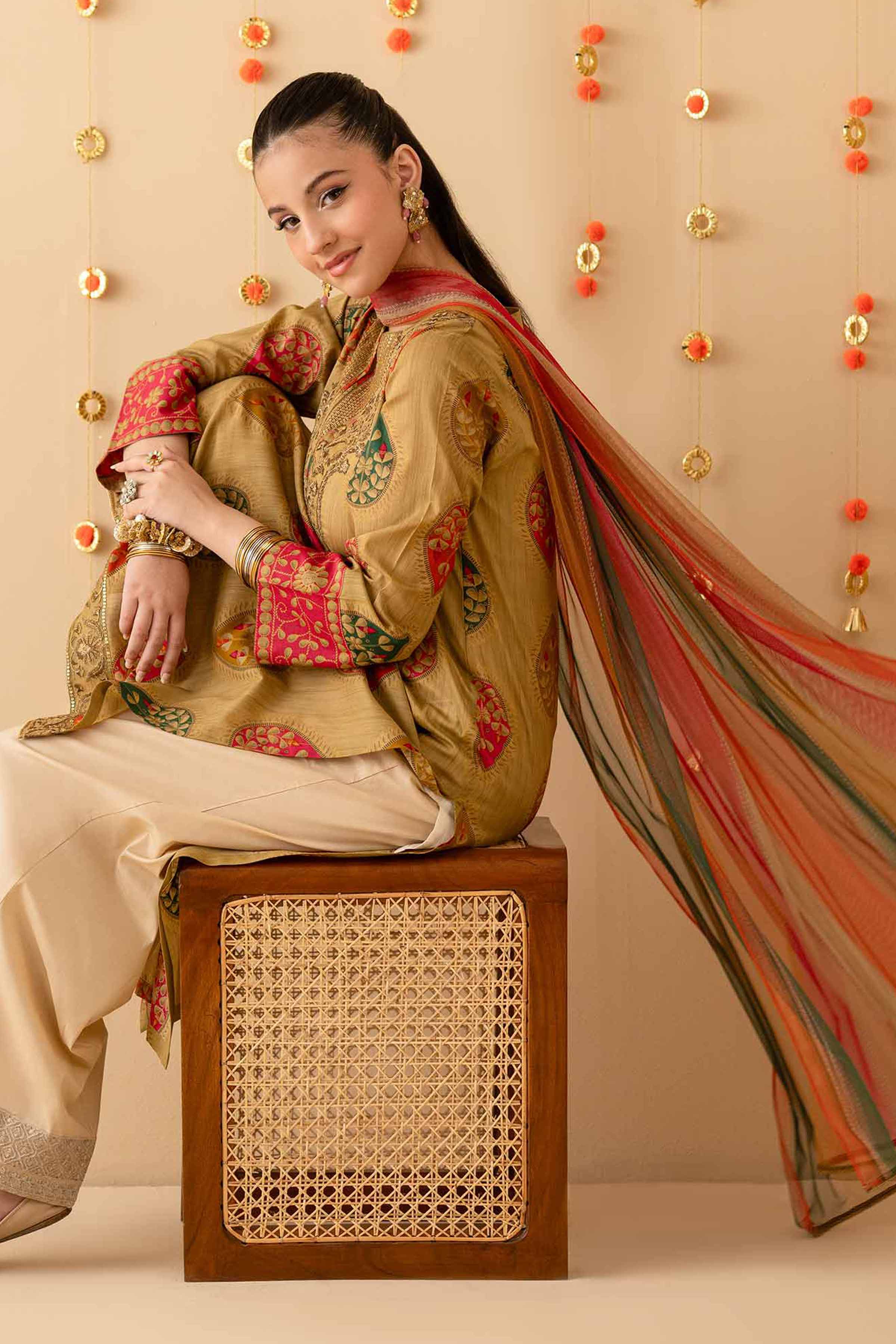 NishatUK - Olive Green Embroidered Lawn 2-piece ready to wear Dress