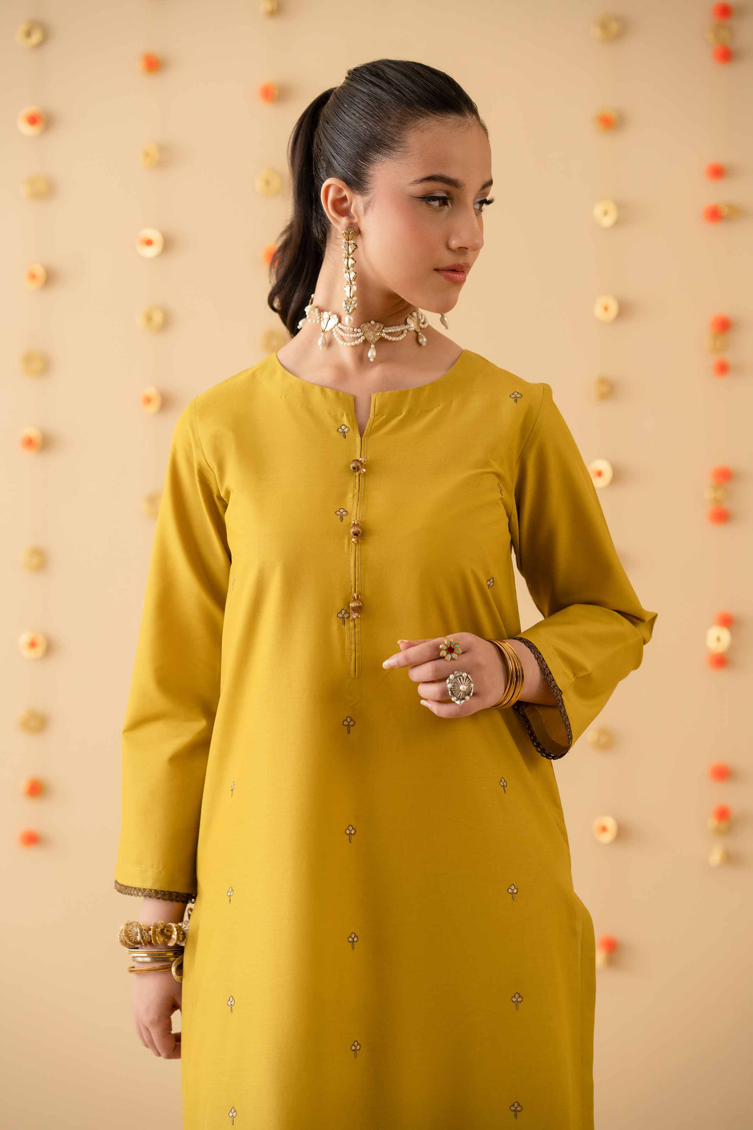 NishatUK - Olive Green Embroidered Cambric 1-piece ready to wear Shirt