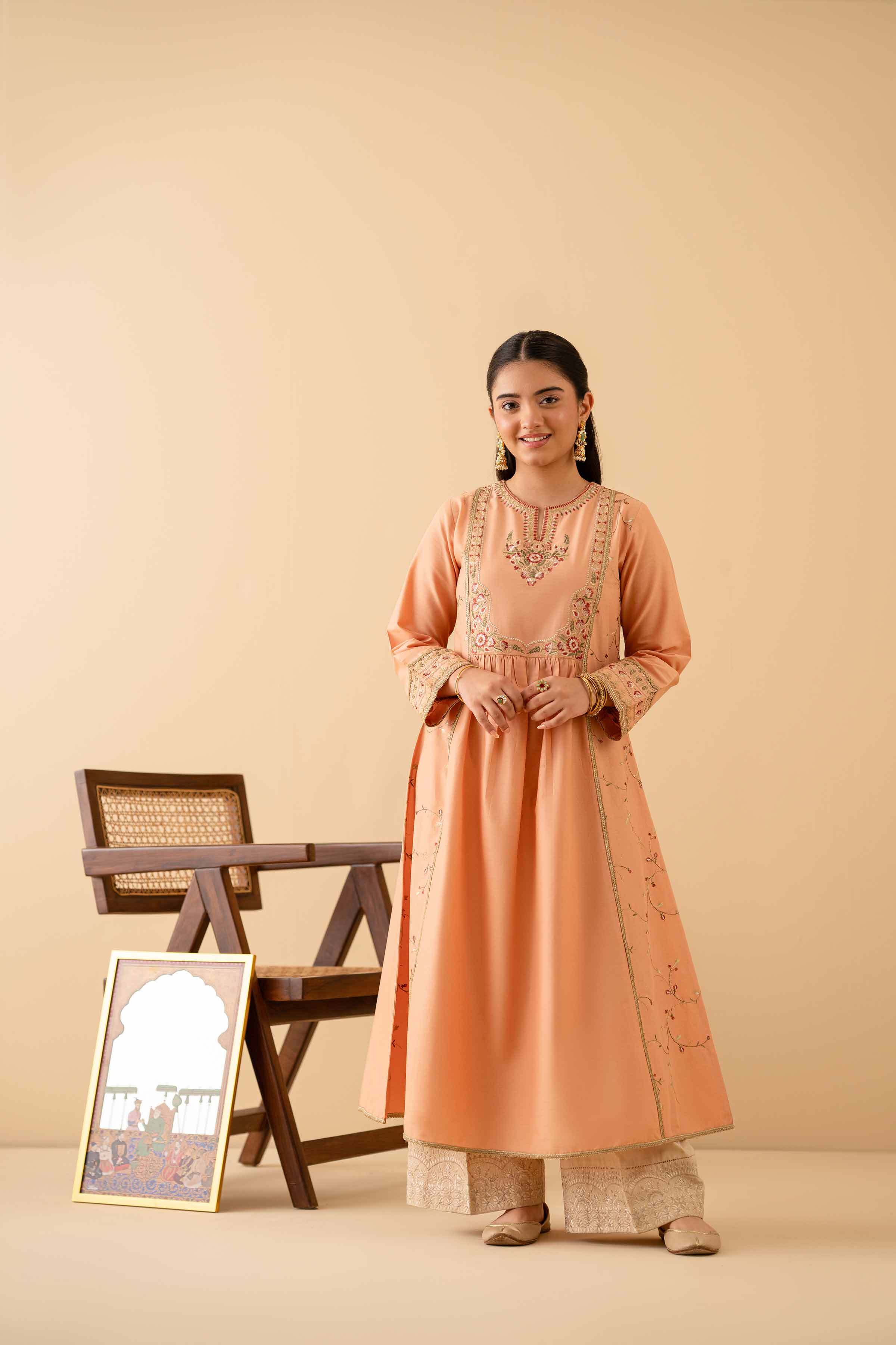 NishatUK - Peach Embroidered Cambric 1-piece ready to wear Shirt