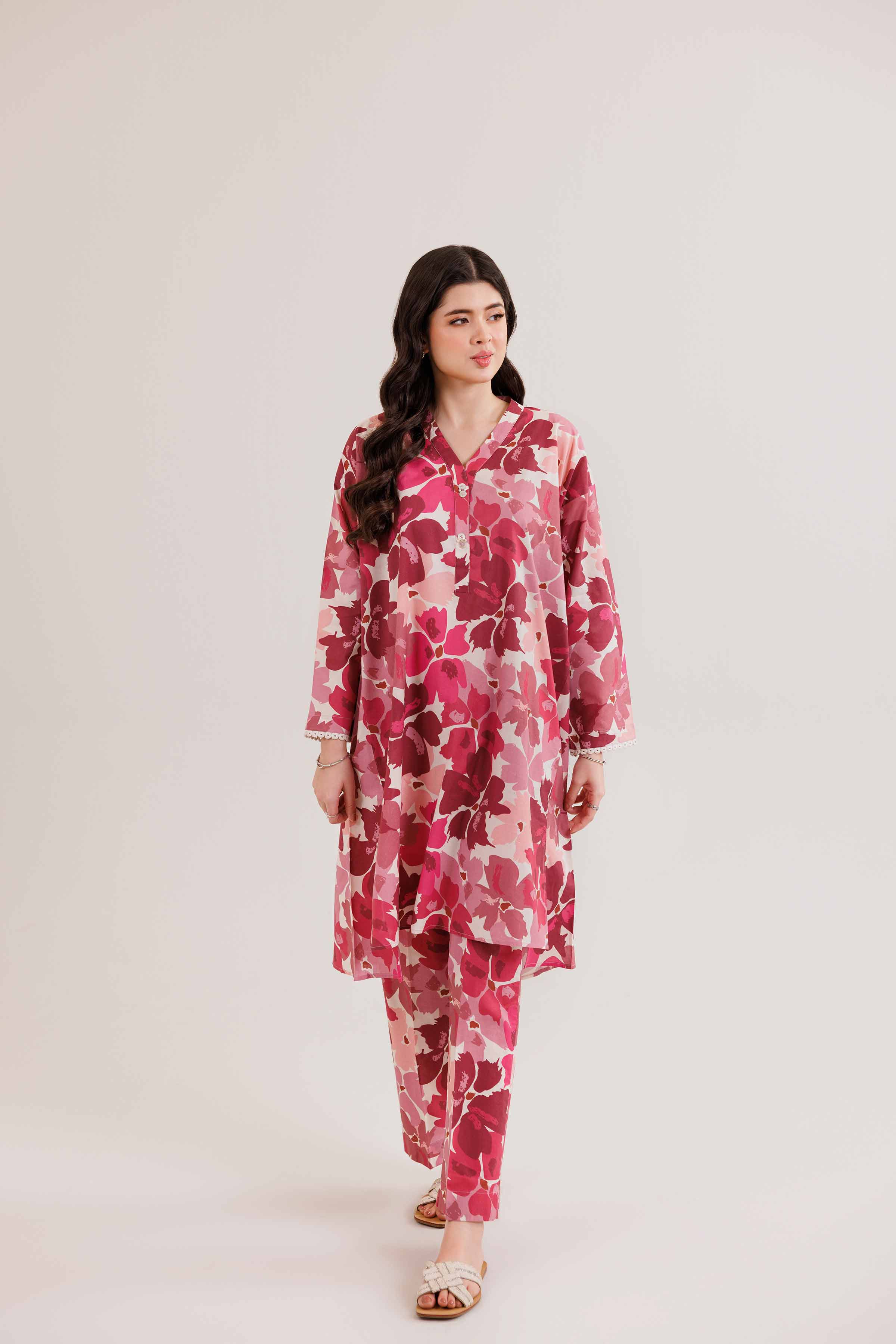 NishatUK - Brown Printed Cambric 2-piece ready to wear Dress
