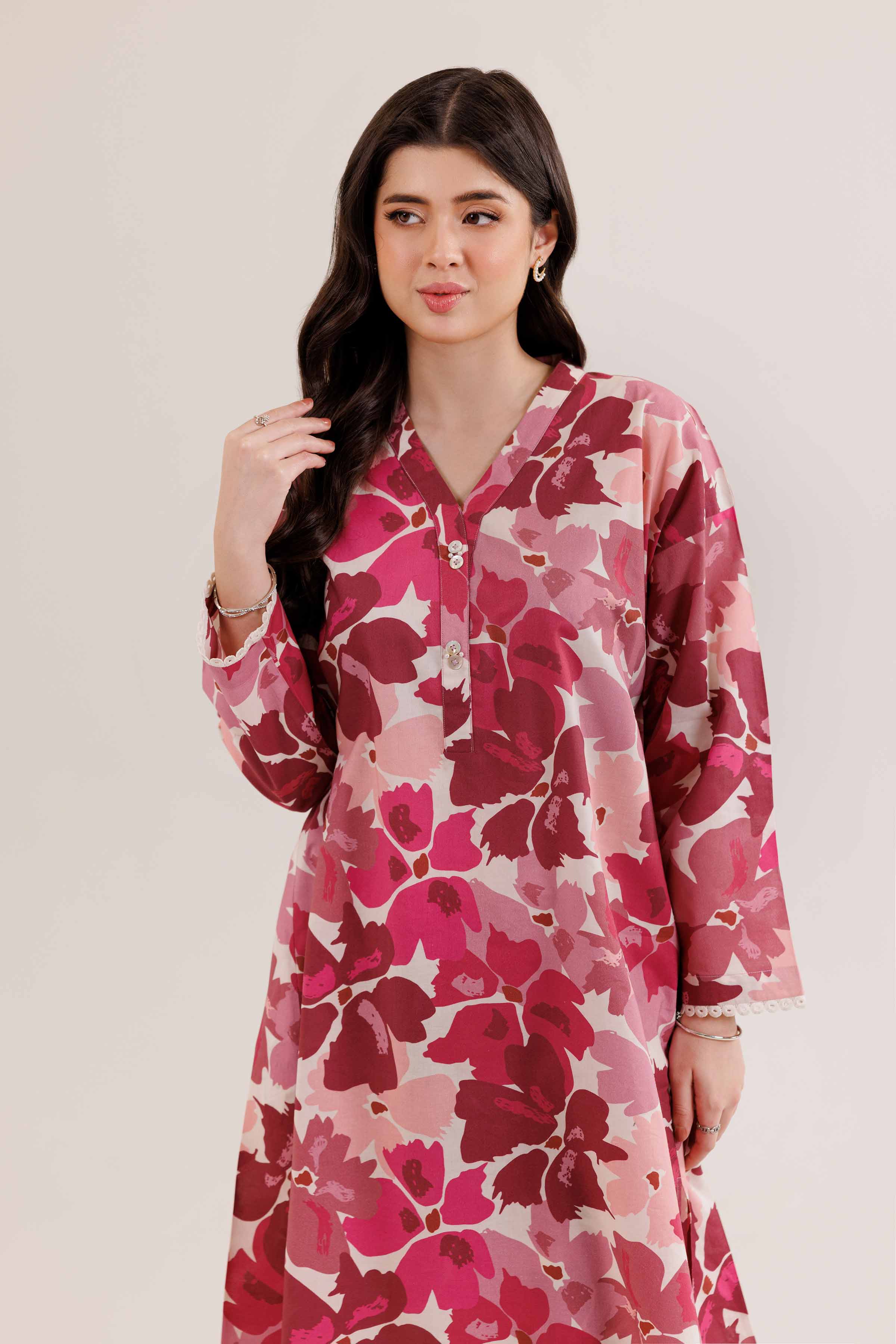 NishatUK - Brown Printed Cambric 2-piece ready to wear Dress