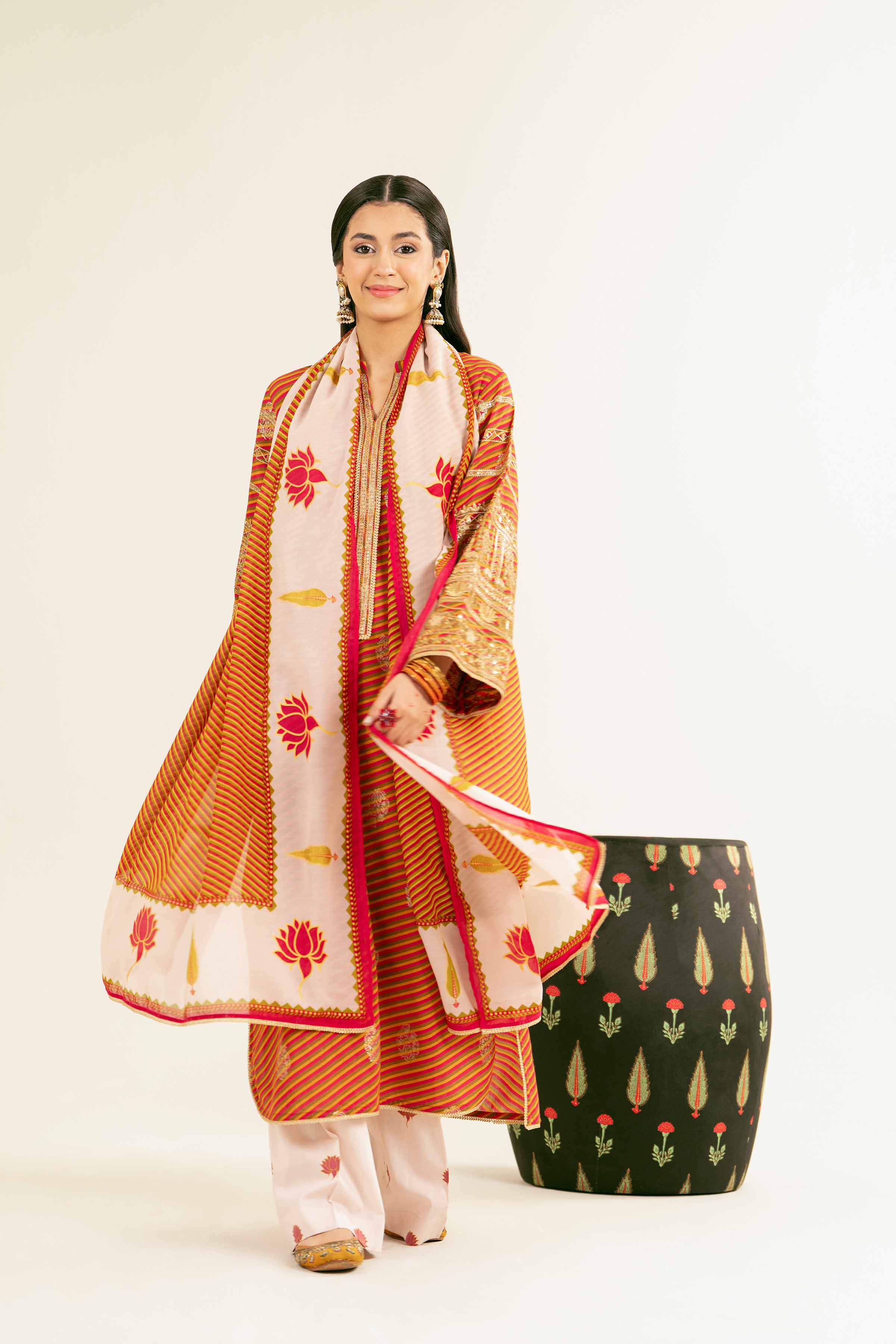 NishatUK - Brown Embroidered Jacquard 3-piece ready to wear Suit