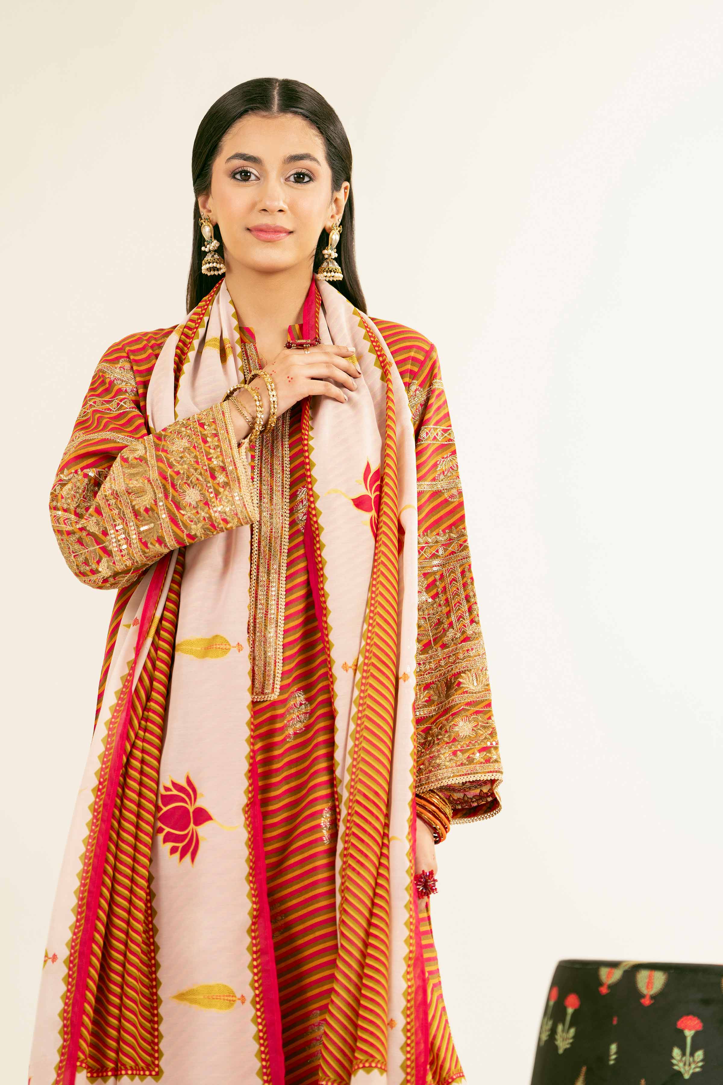 NishatUK - Brown Embroidered Jacquard 3-piece ready to wear Suit