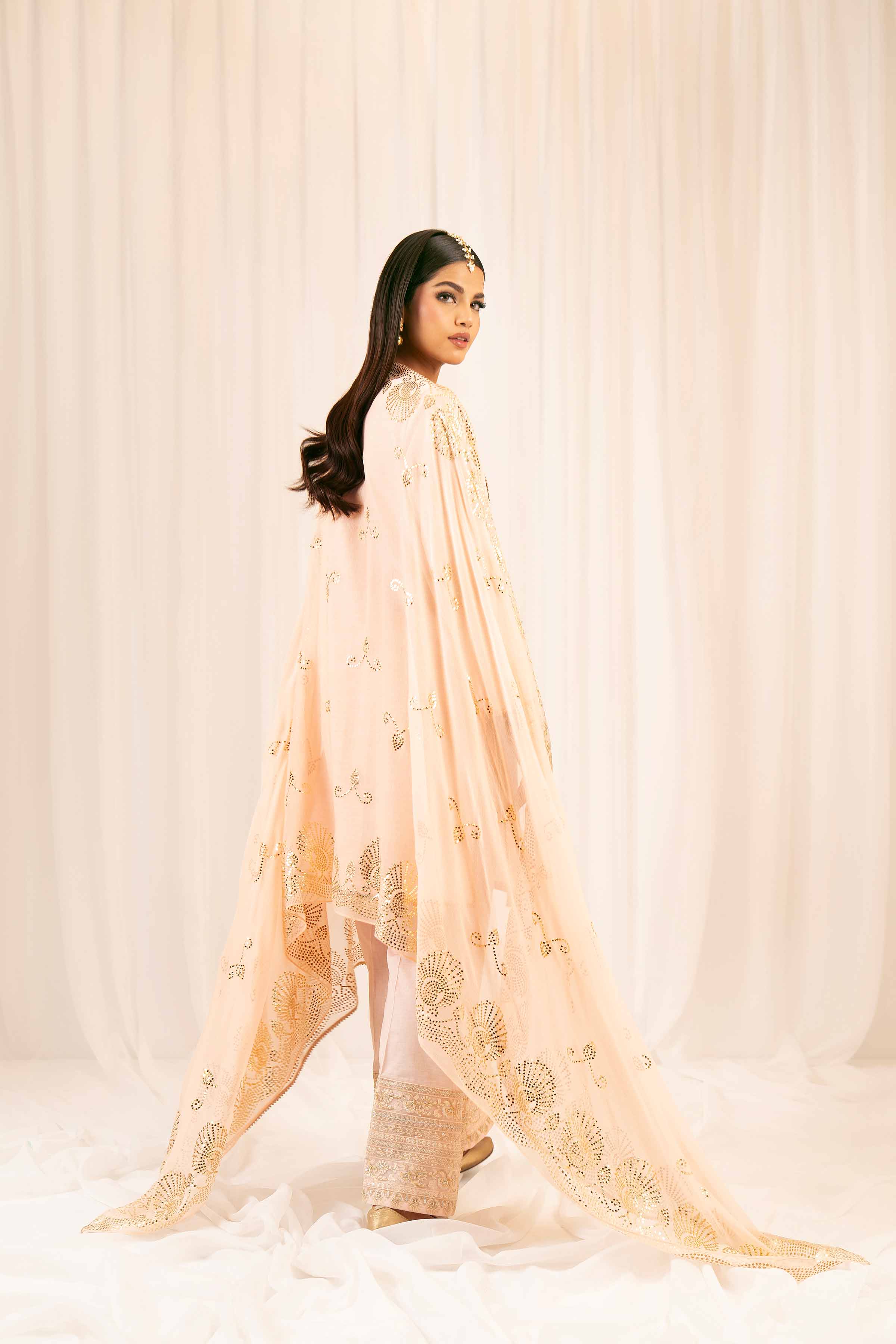 NishatUK - Peach Embroidered Yarn Dyed 3-piece ready to wear Suit