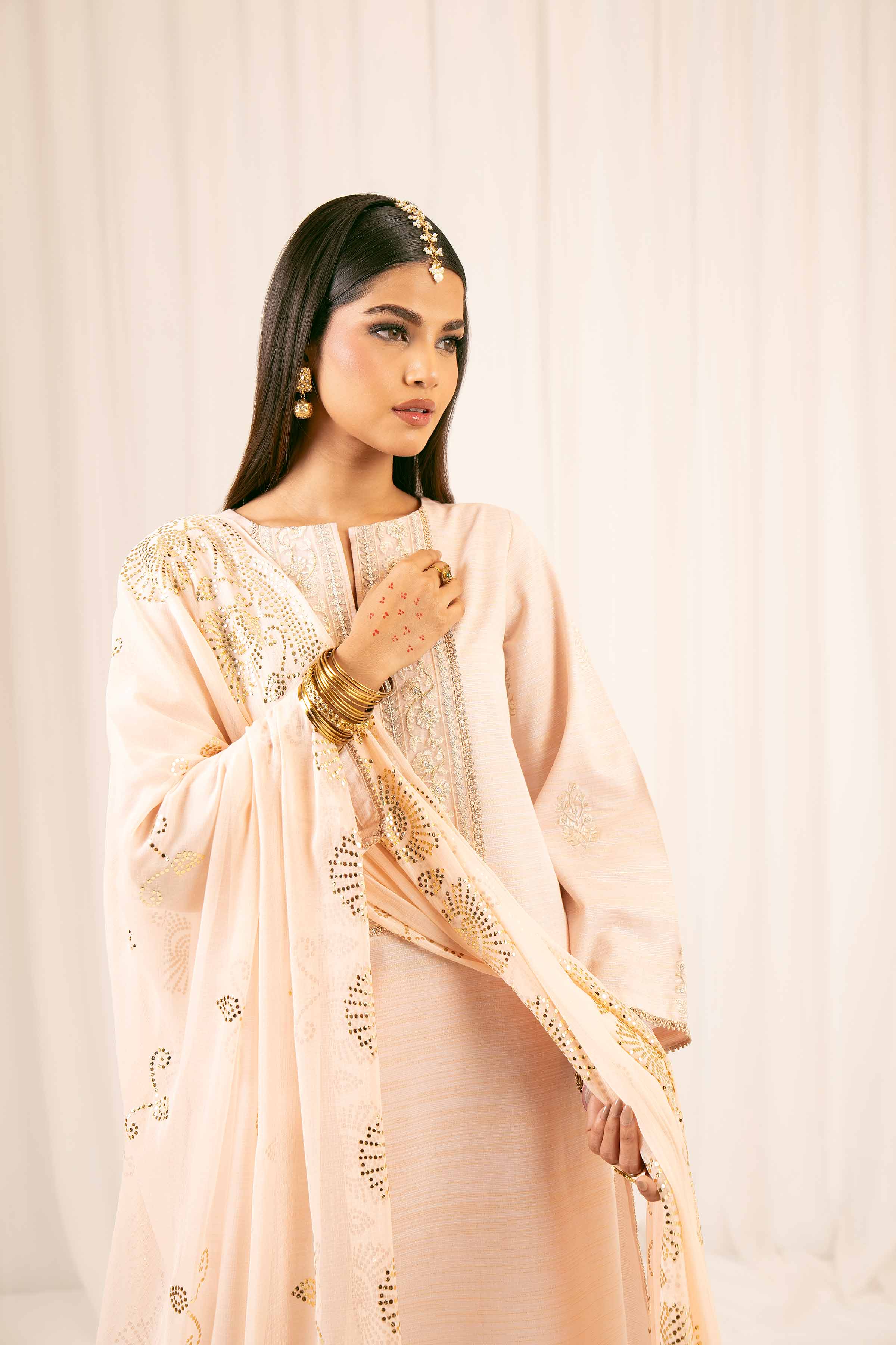 NishatUK - Peach Embroidered Yarn Dyed 3-piece ready to wear Suit