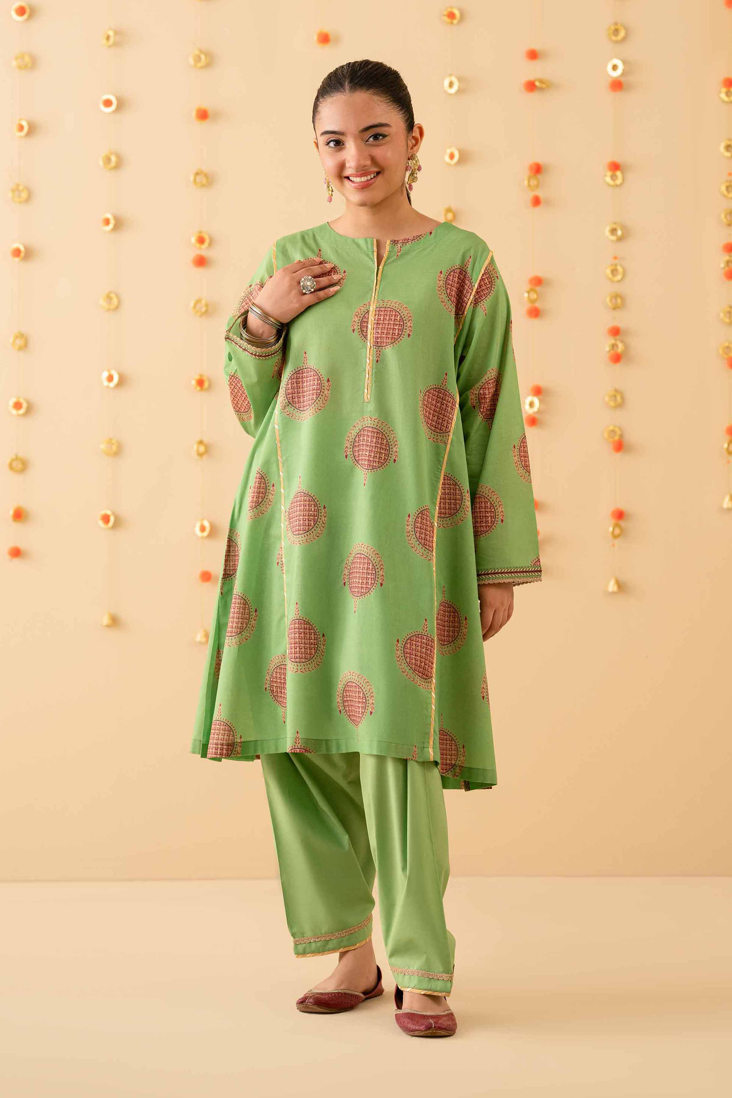NishatUK - Green Printed Lawn 2-piece ready to wear Dress