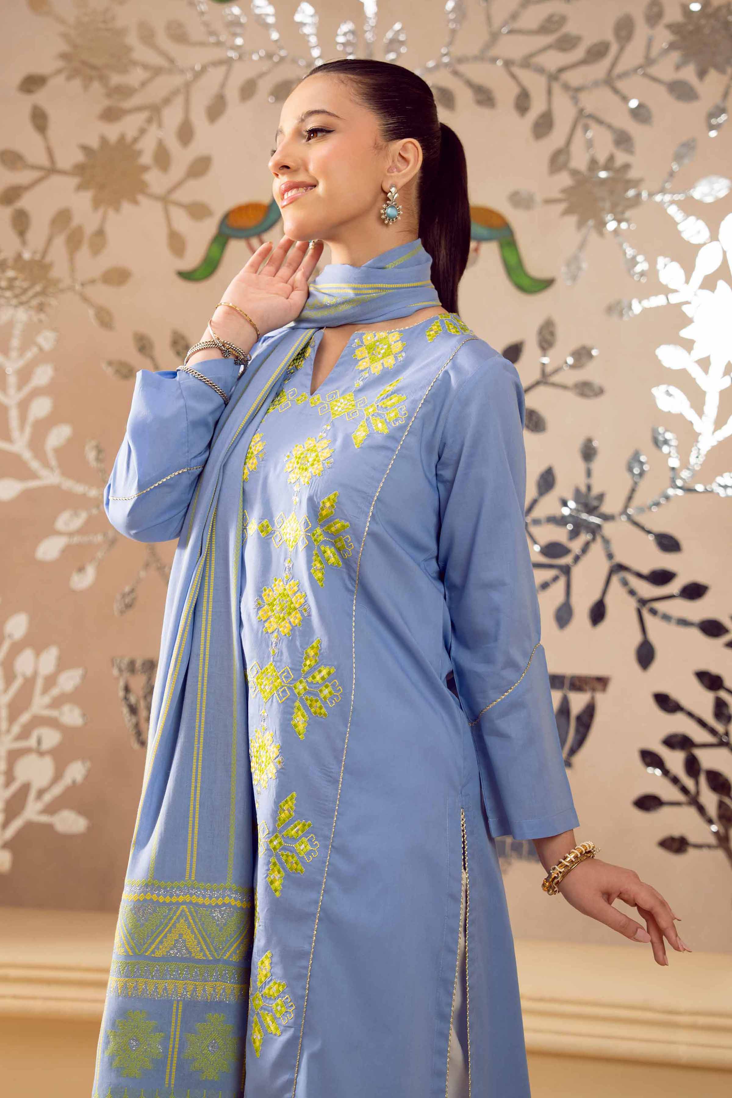NishatUK - Purple Embroidered Cambric 2-piece ready to wear Dress