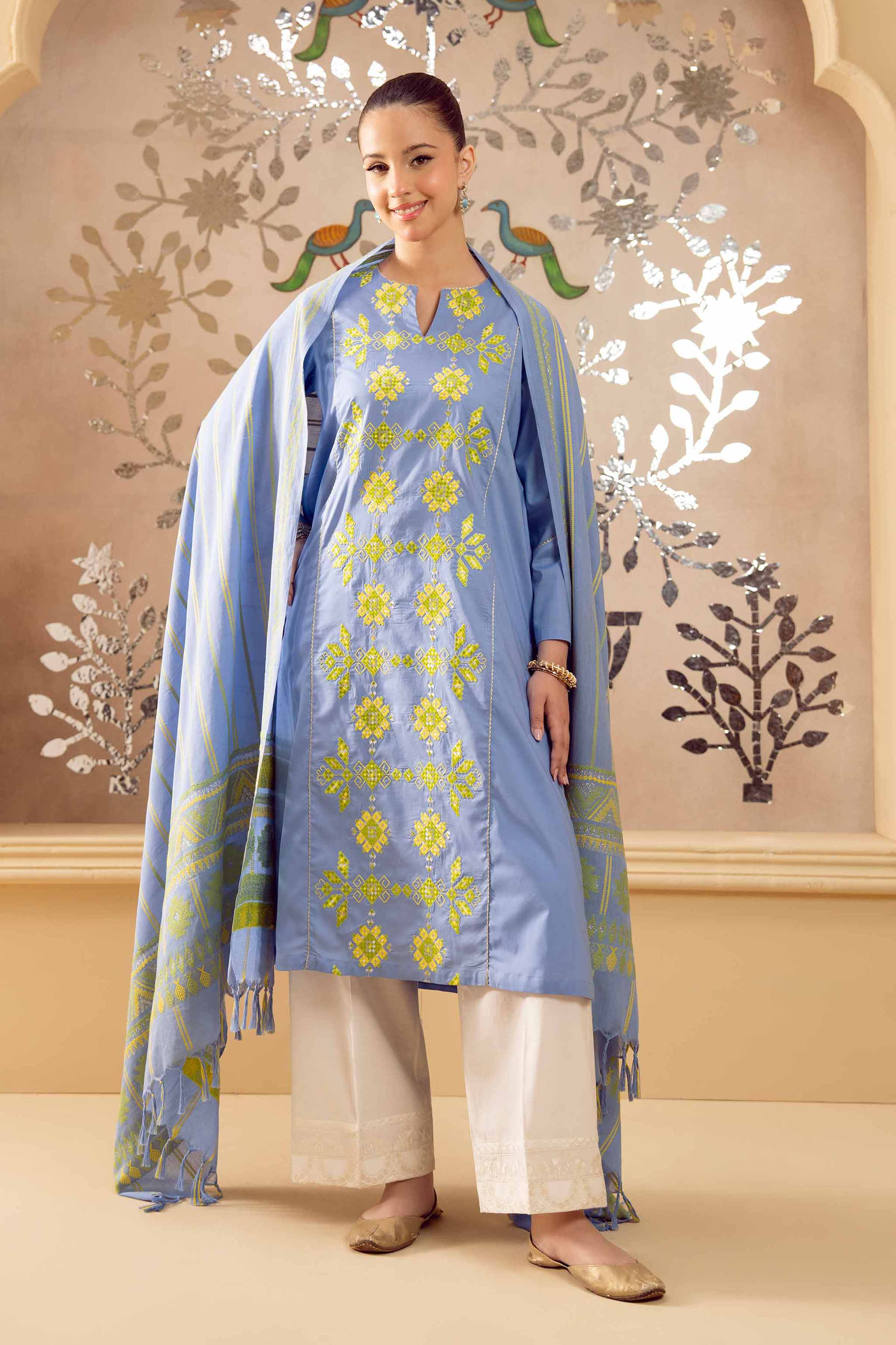 NishatUK - Purple Embroidered Cambric 2-piece ready to wear Dress
