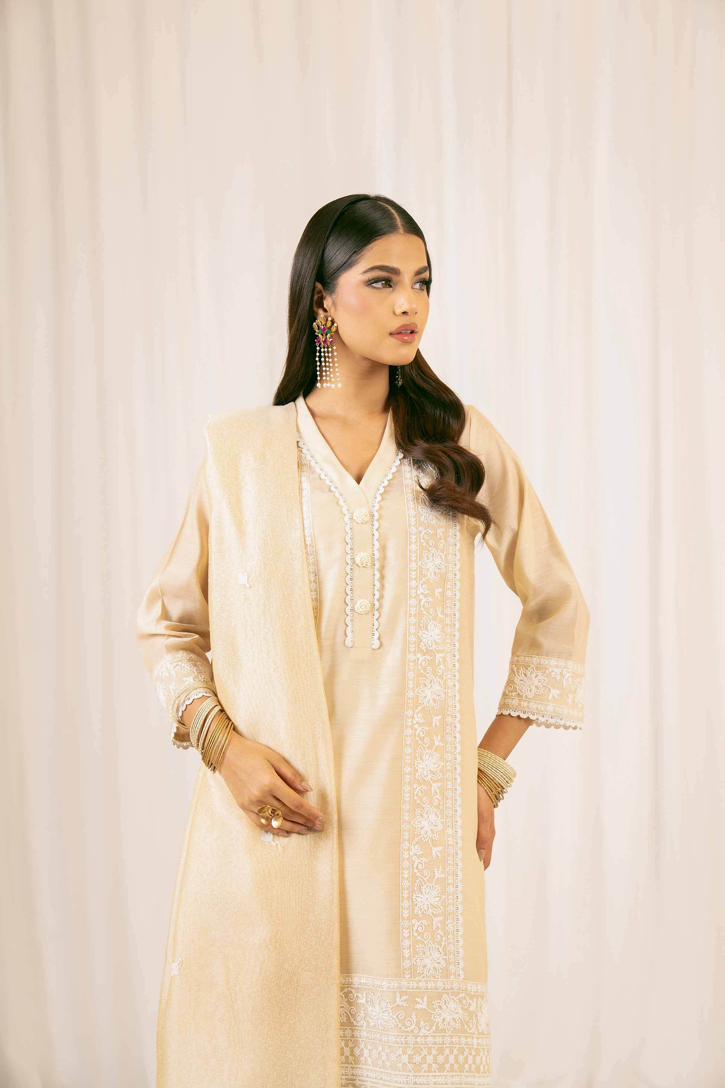 NishatUK - Skin Embroidered Chiffon 3-piece ready to wear Suit