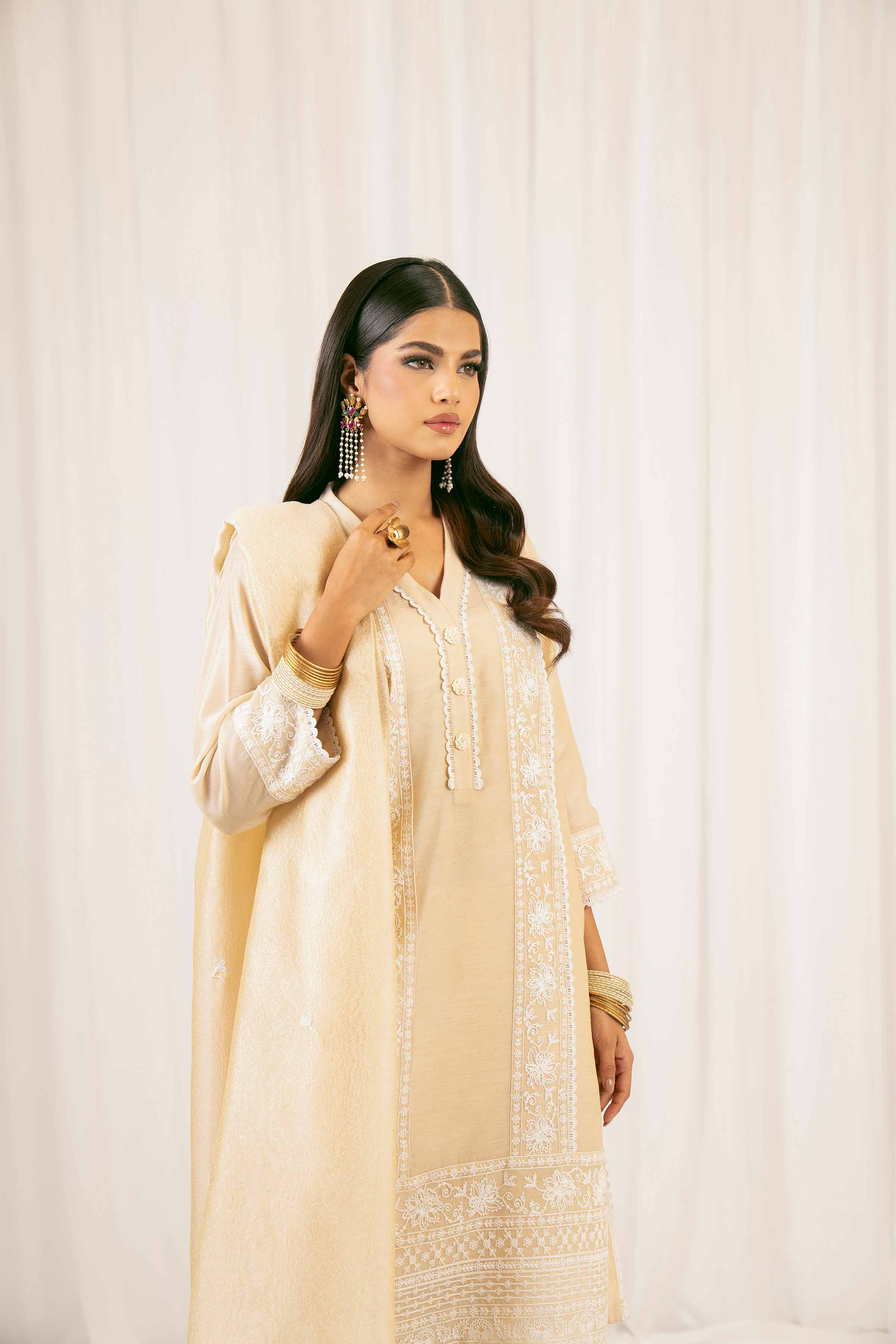NishatUK - Skin Embroidered Chiffon 3-piece ready to wear Suit