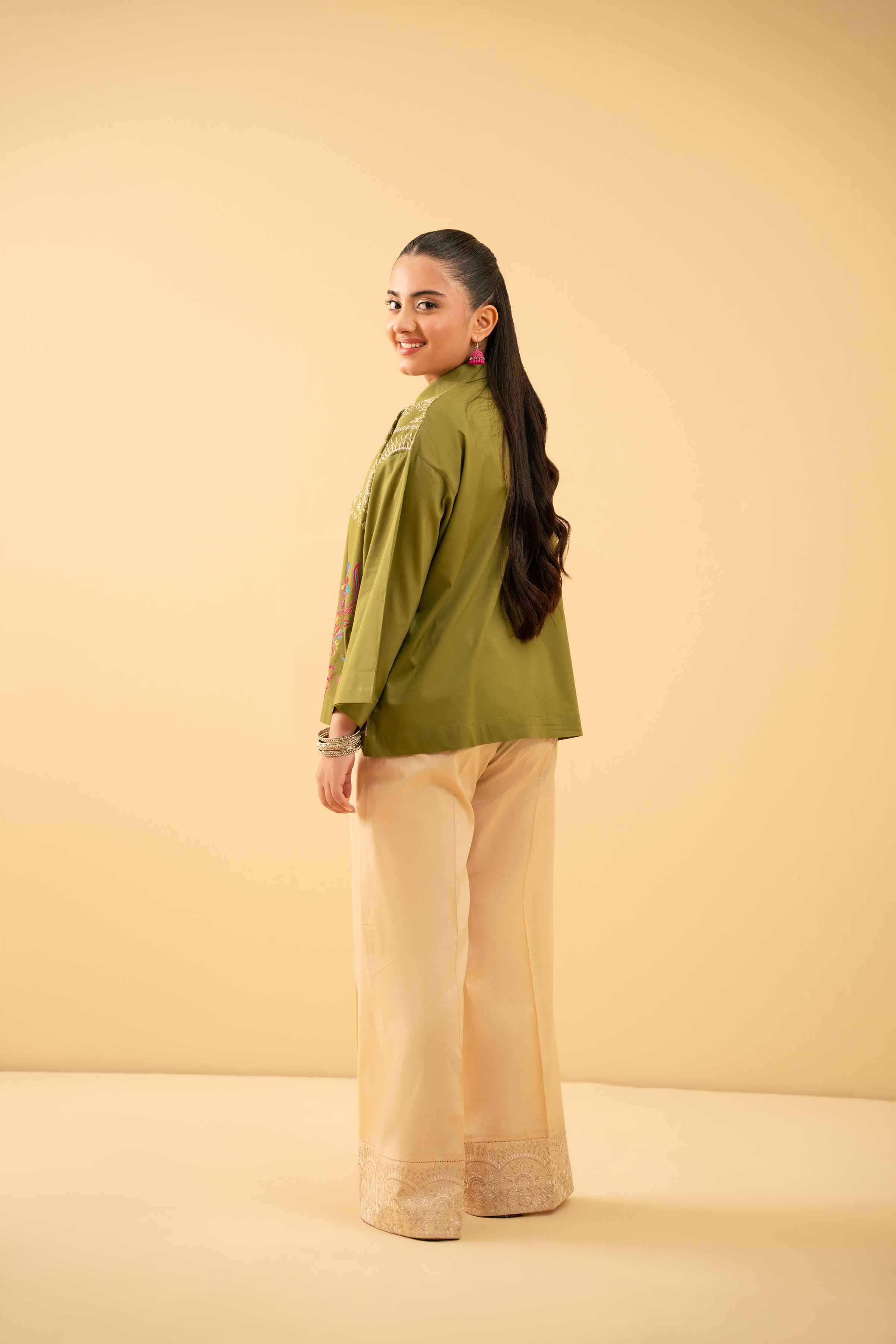 NishatUK - Green Embroidered Cambric 1-piece ready to wear Tunic