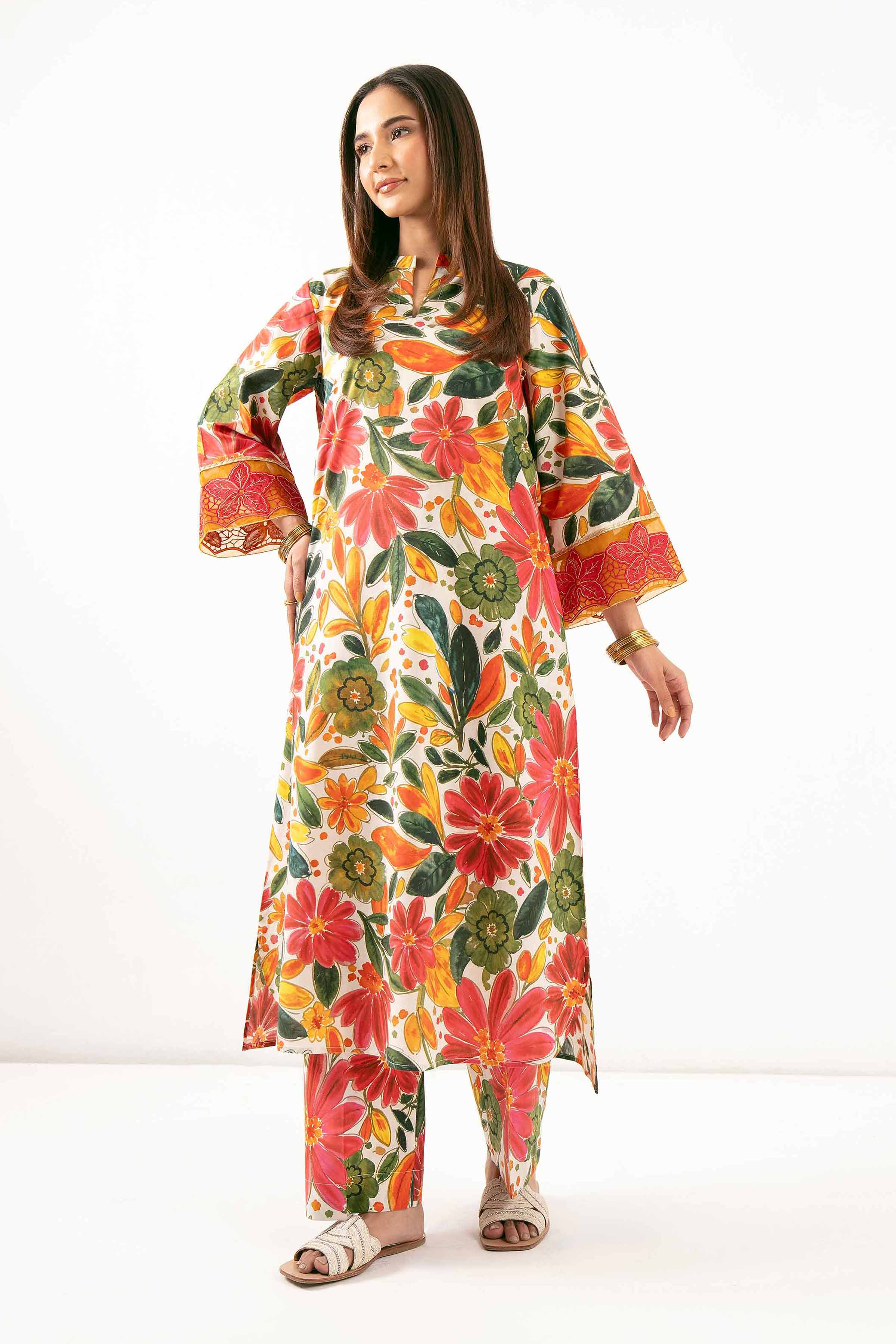 NishatUK - Multi Printed Cambric 2-piece ready to wear Dress
