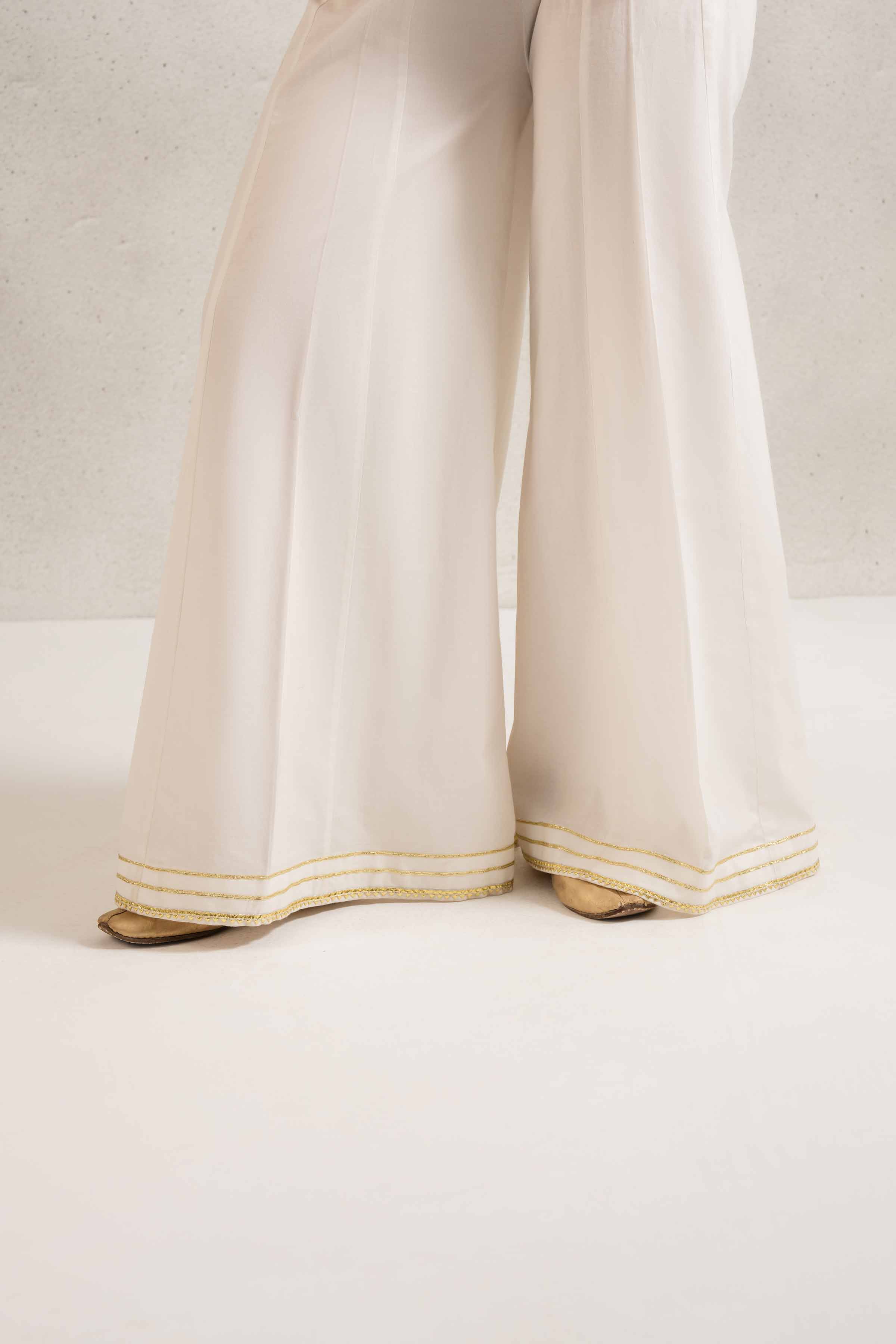 NishatUK - White Solids Cambric 1-piece ready to wear Sharara