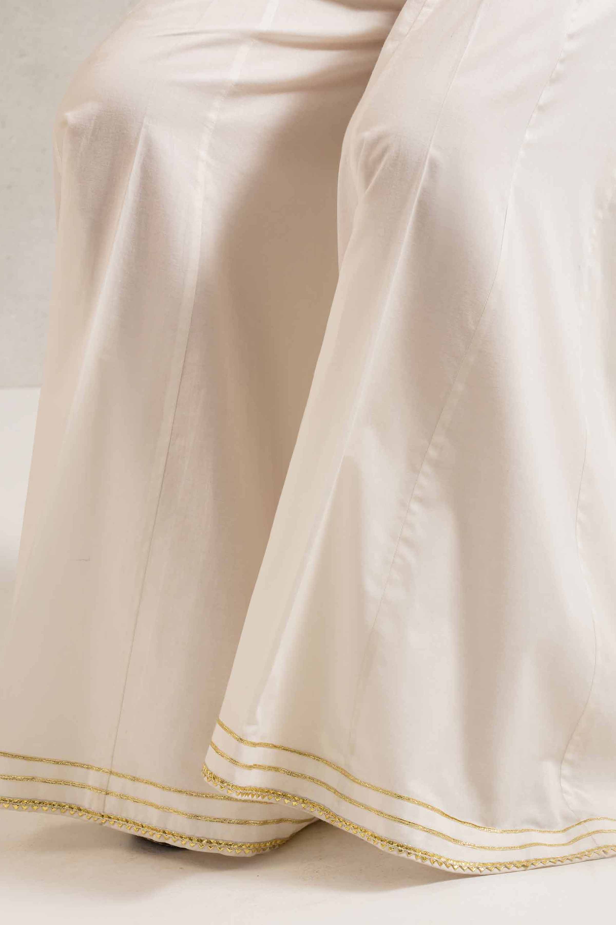 NishatUK - White Solids Cambric 1-piece ready to wear Sharara