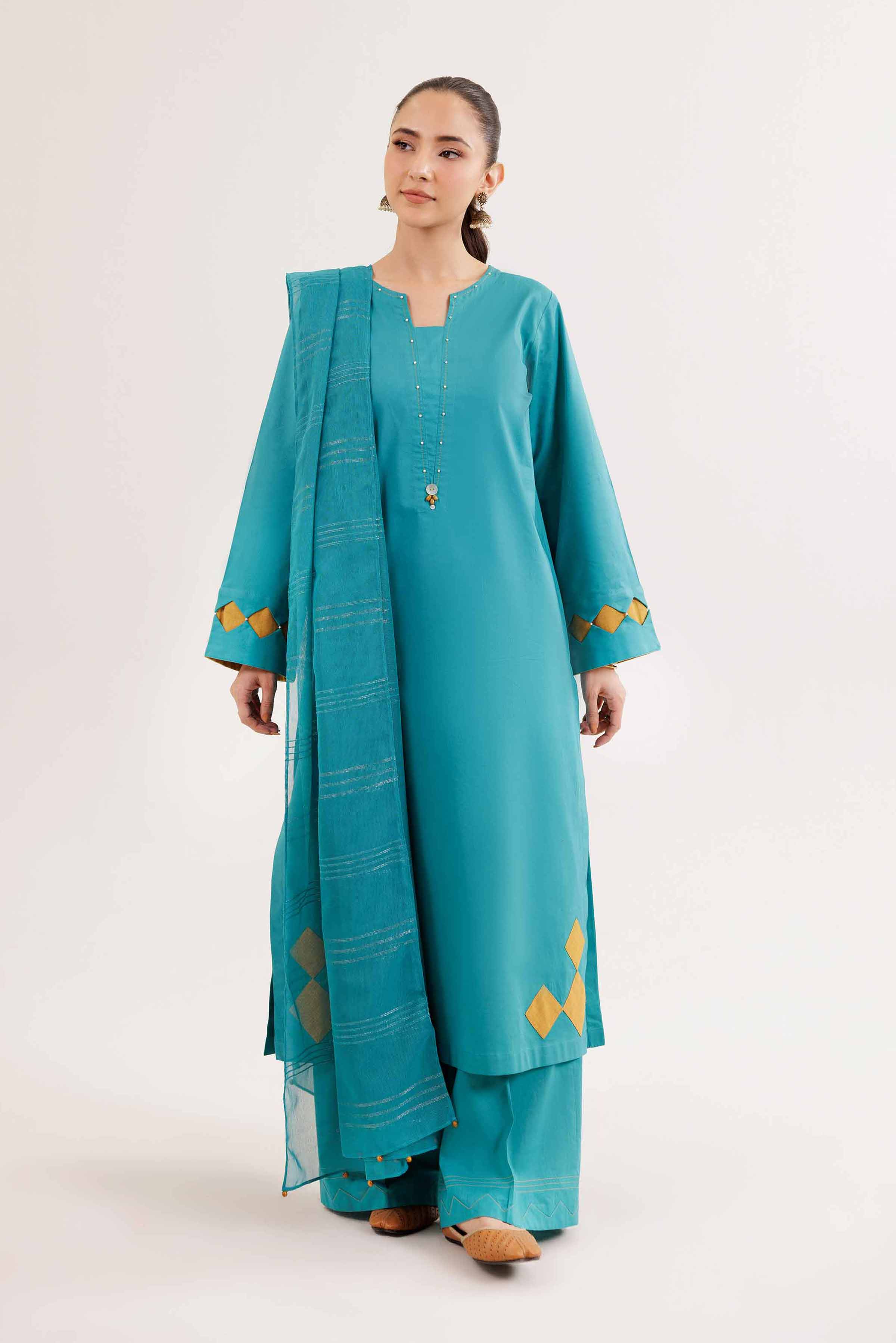 NishatUK - Turquaise Solids Jacquard 3-piece ready to wear Suit