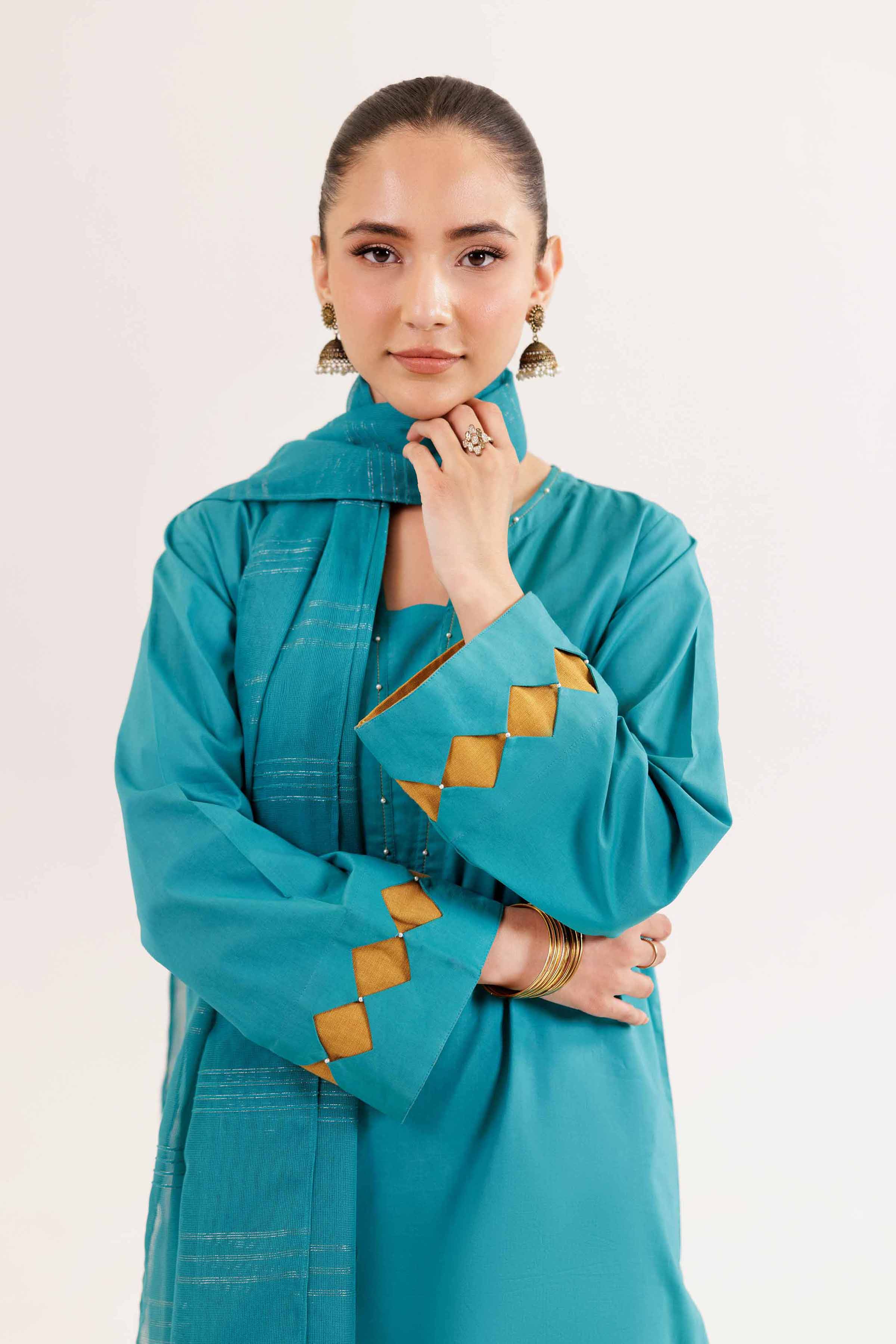 NishatUK - Turquaise Solids Jacquard 3-piece ready to wear Suit
