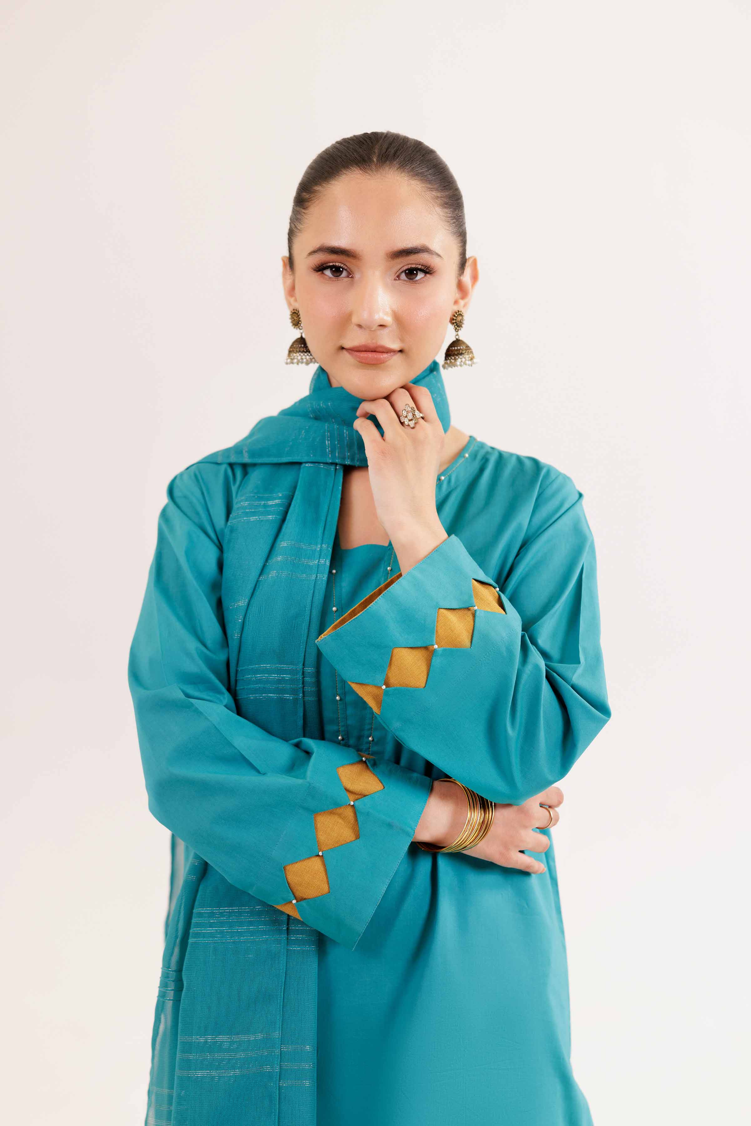 NishatUK - Turquaise Solids Jacquard 3-piece ready to wear Suit