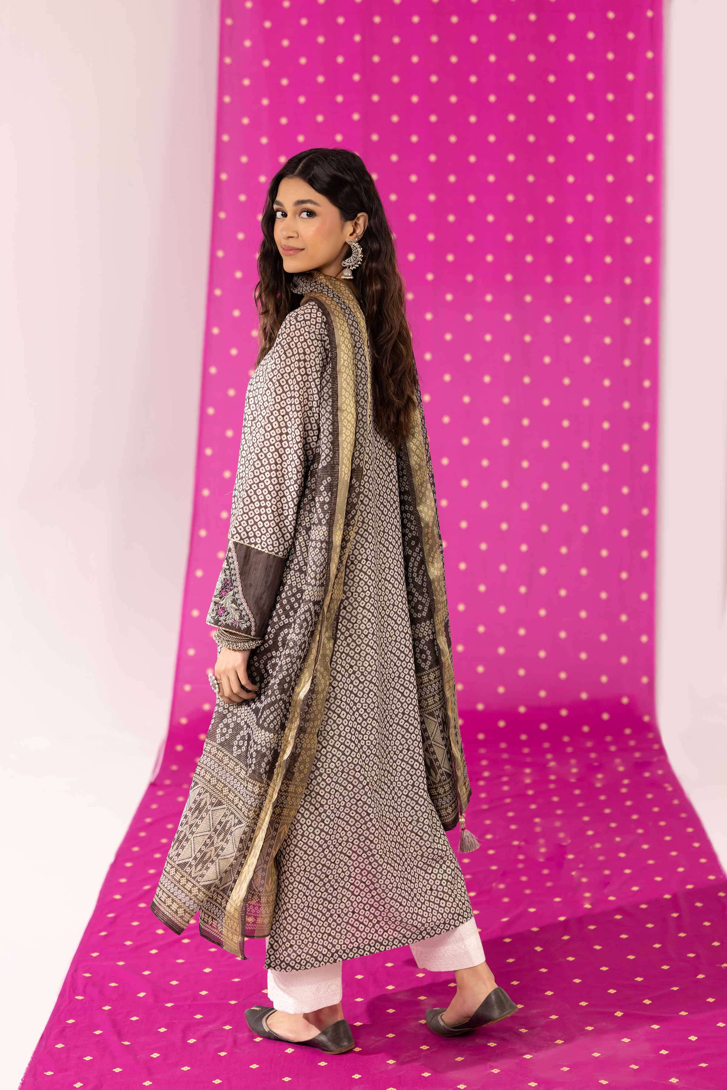 NishatUK - Brown Embroidered Jacquard 2-piece ready to wear Dress