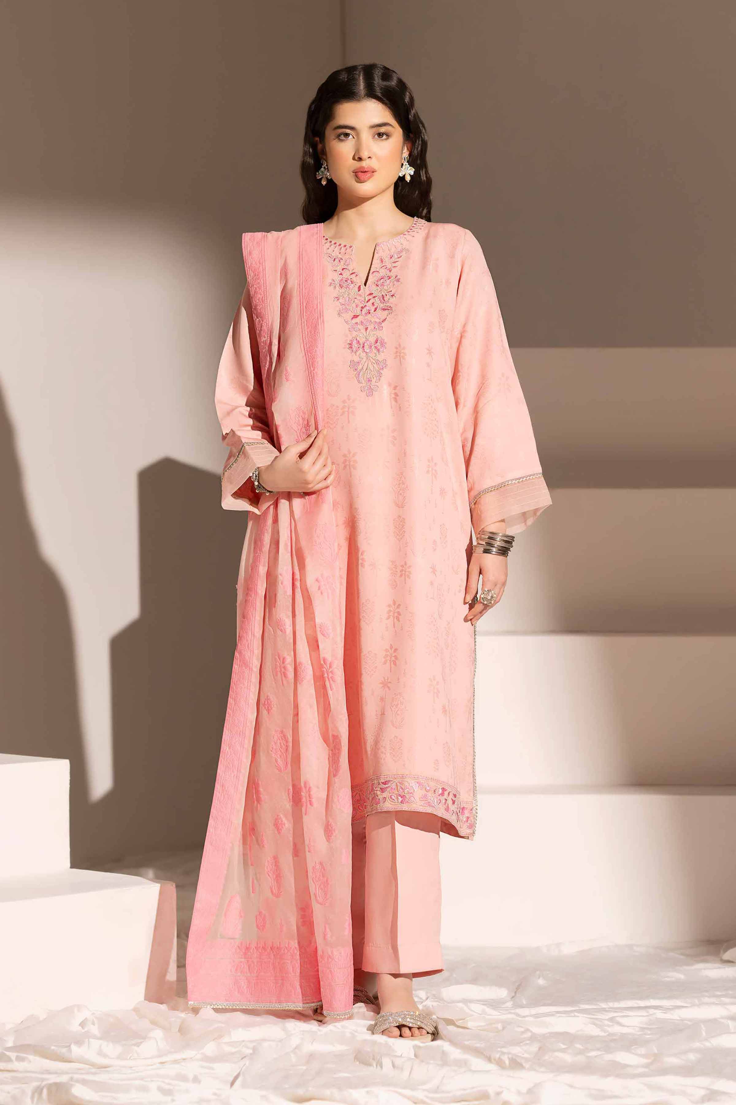 NishatUK - Pink Embroidered Jacquard 3-piece ready to wear Suit
