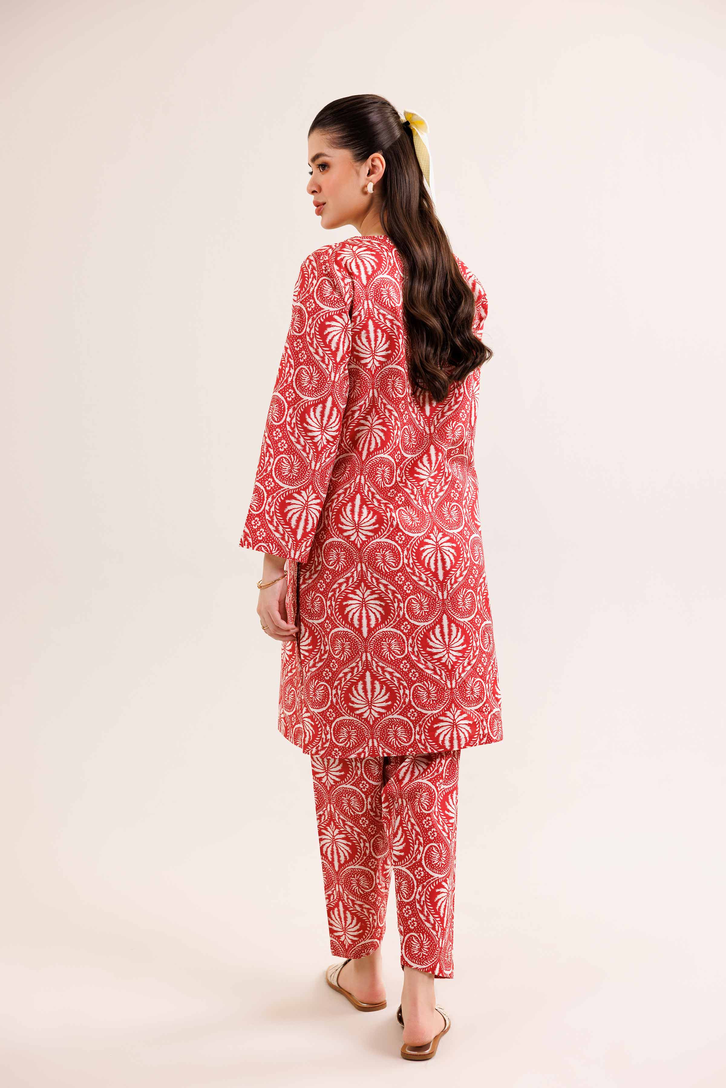 NishatUK - Red Embroidered Cambric 2-piece ready to wear Dress