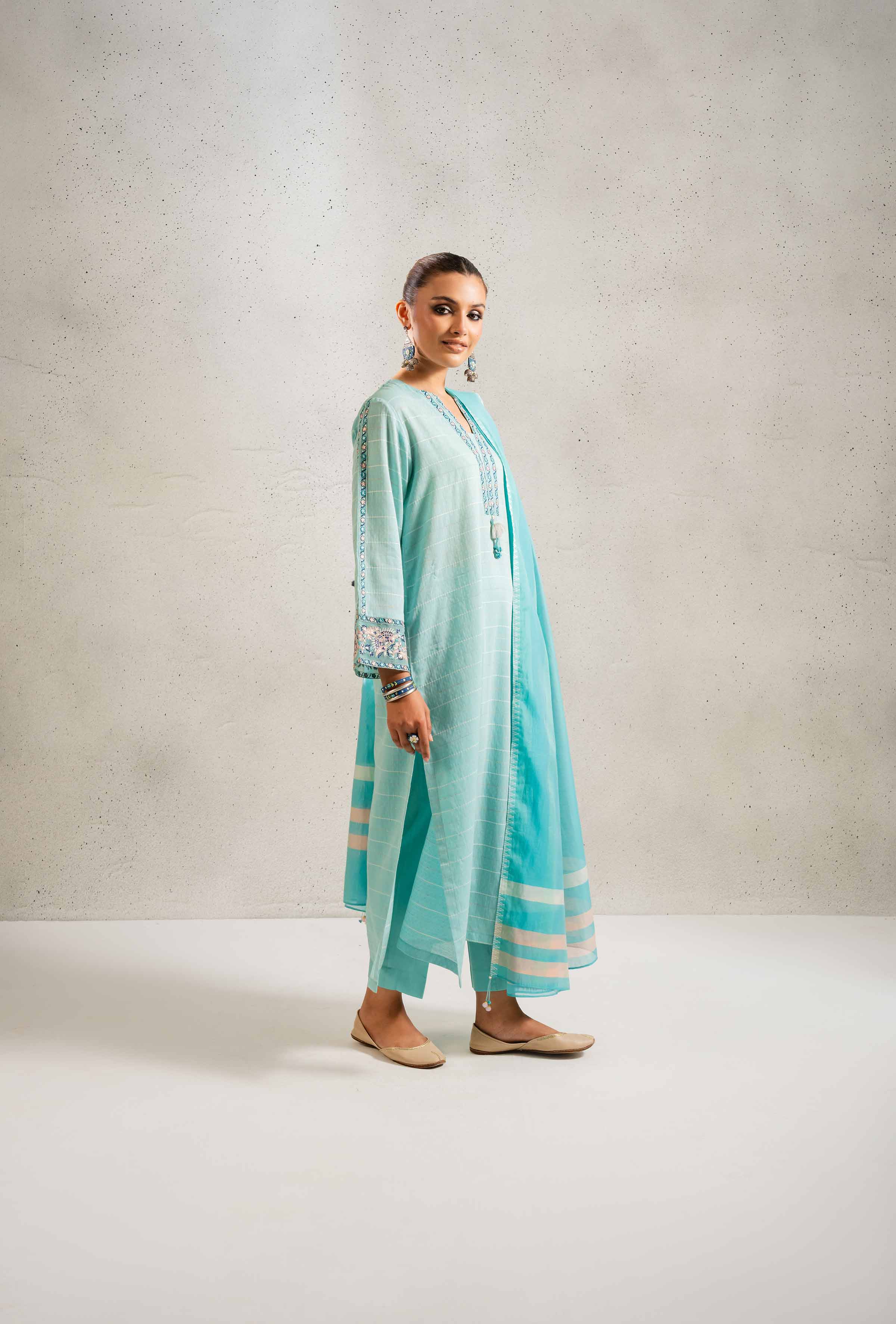 NishatUK - Aqua Embroidered Jacquard 3-piece ready to wear Suit