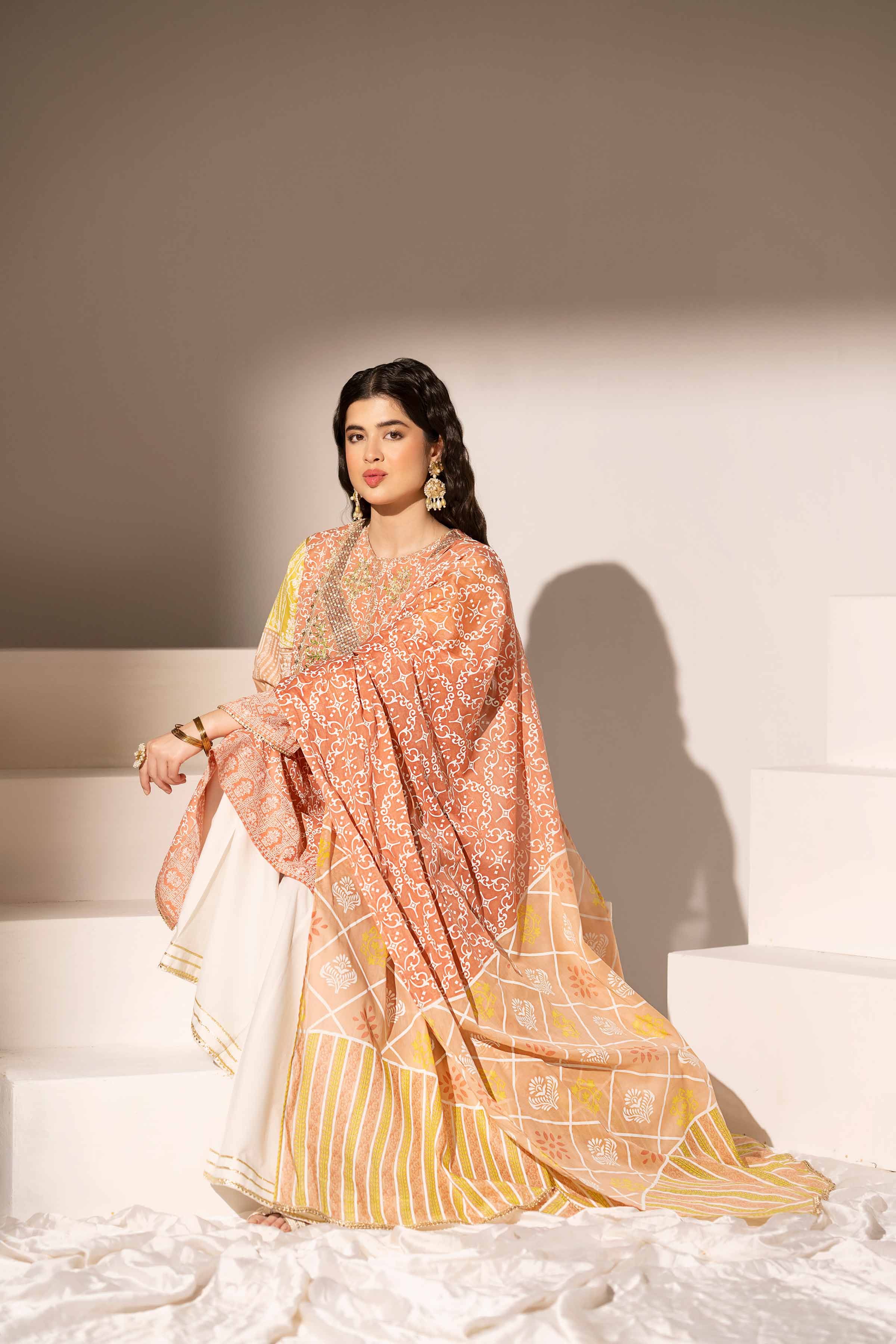 NishatUK - Peach Embroidered Lawn 2-piece ready to wear Dress