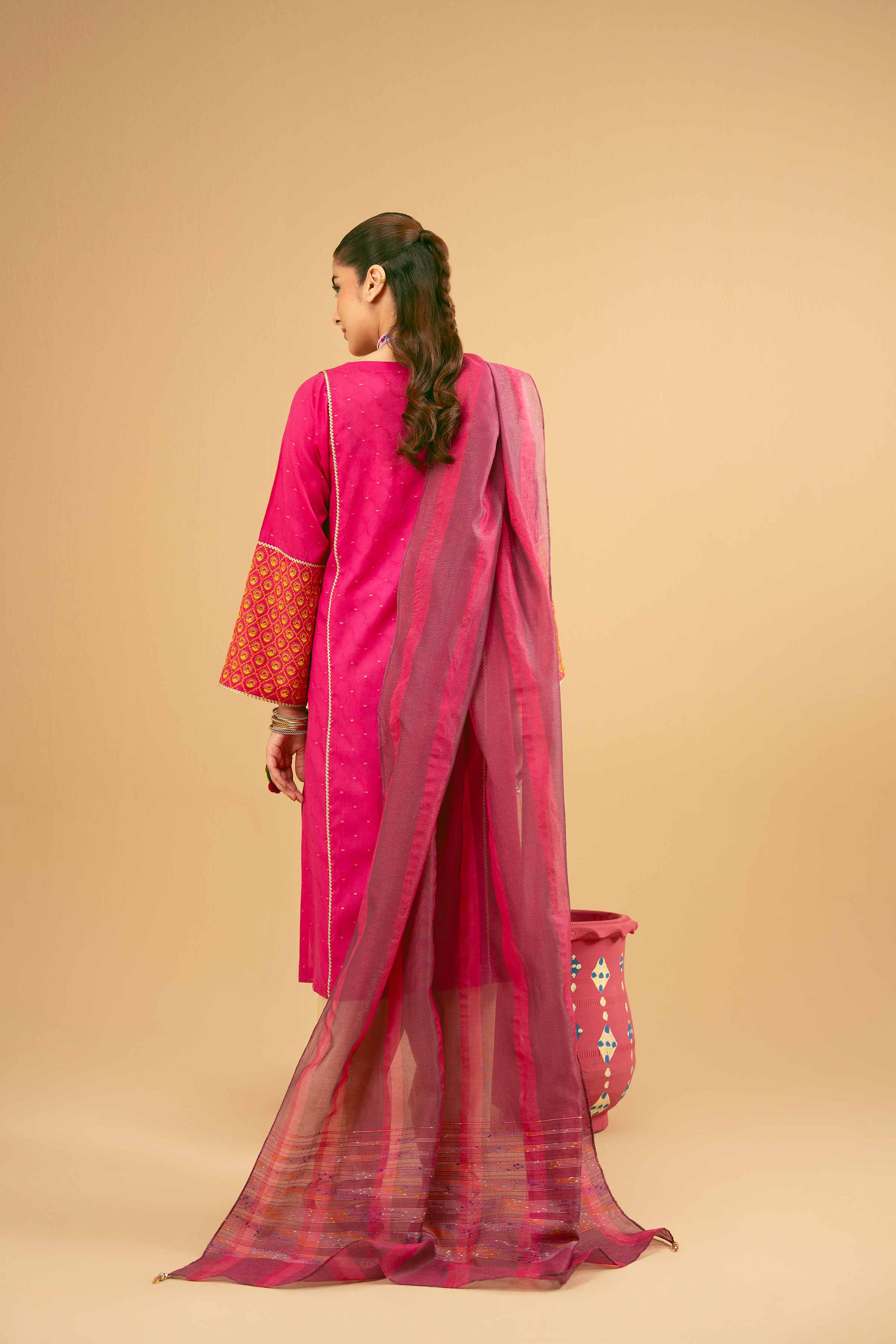 NishatUK - Pink Embroidered Jacquard 2-piece ready to wear Dress