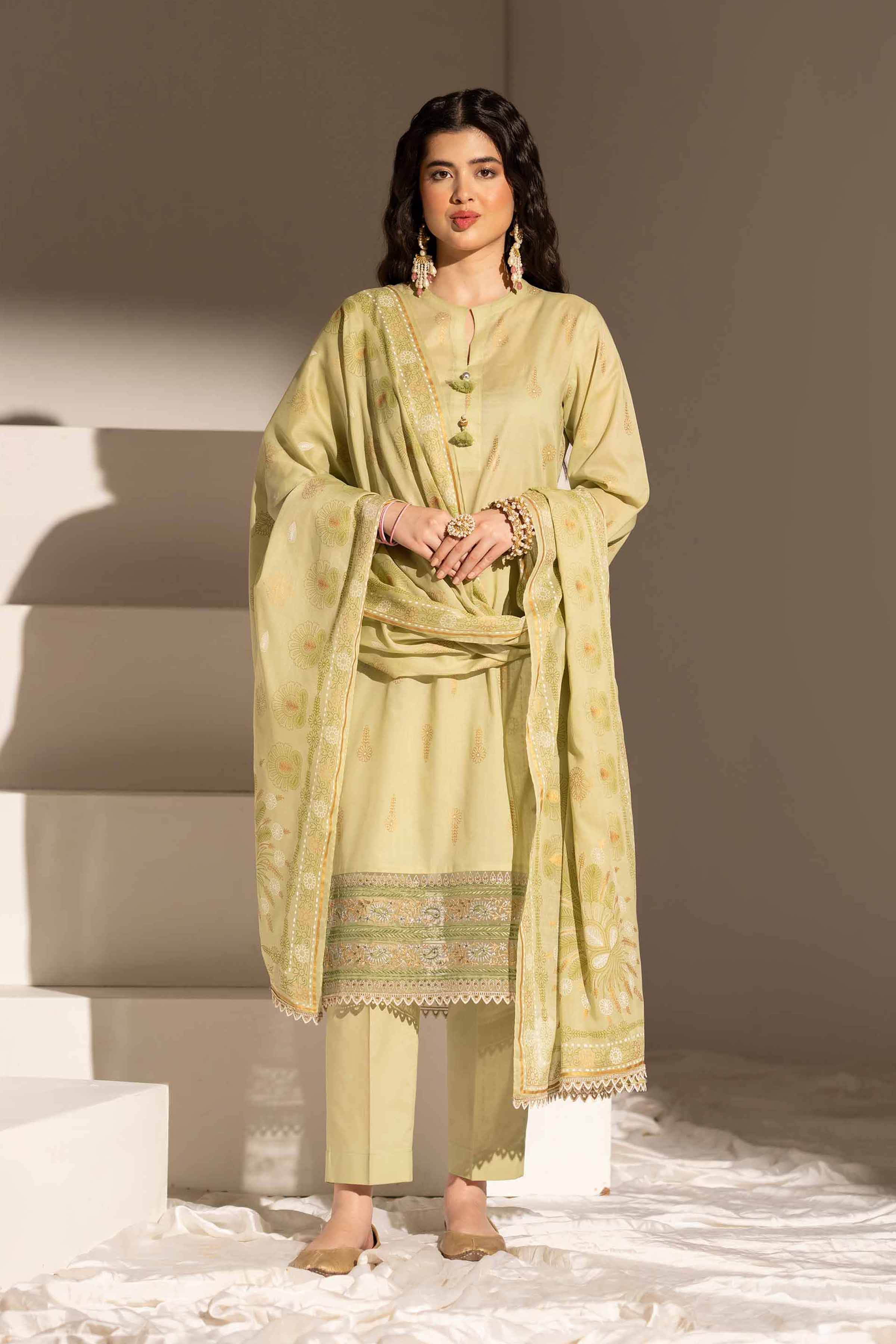NishatUK - Pistachio Embroidered Lawn 3-piece ready to wear Suit