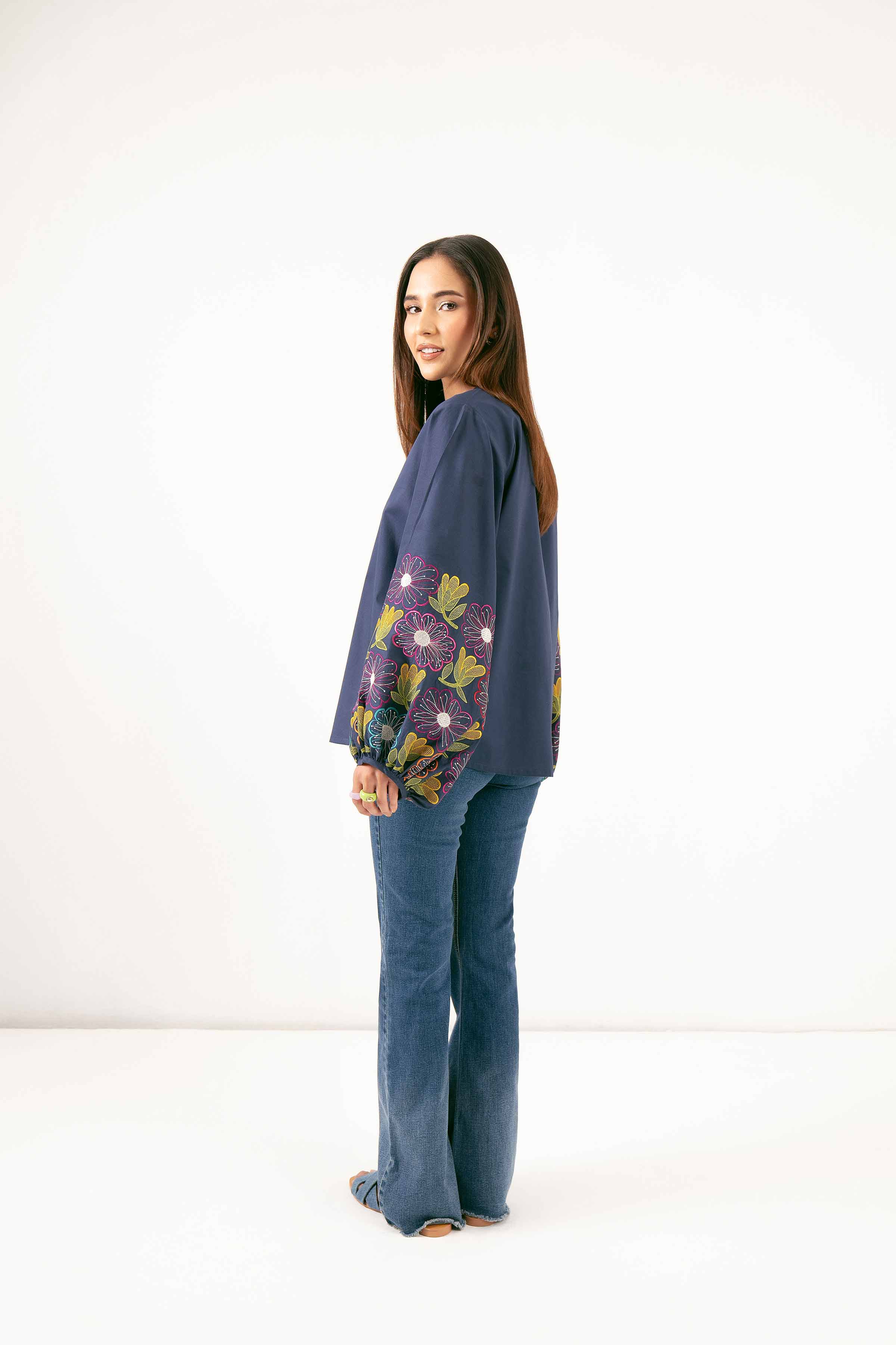 NishatUK - Blue Embroidered Cambric 1-piece ready to wear Tunic
