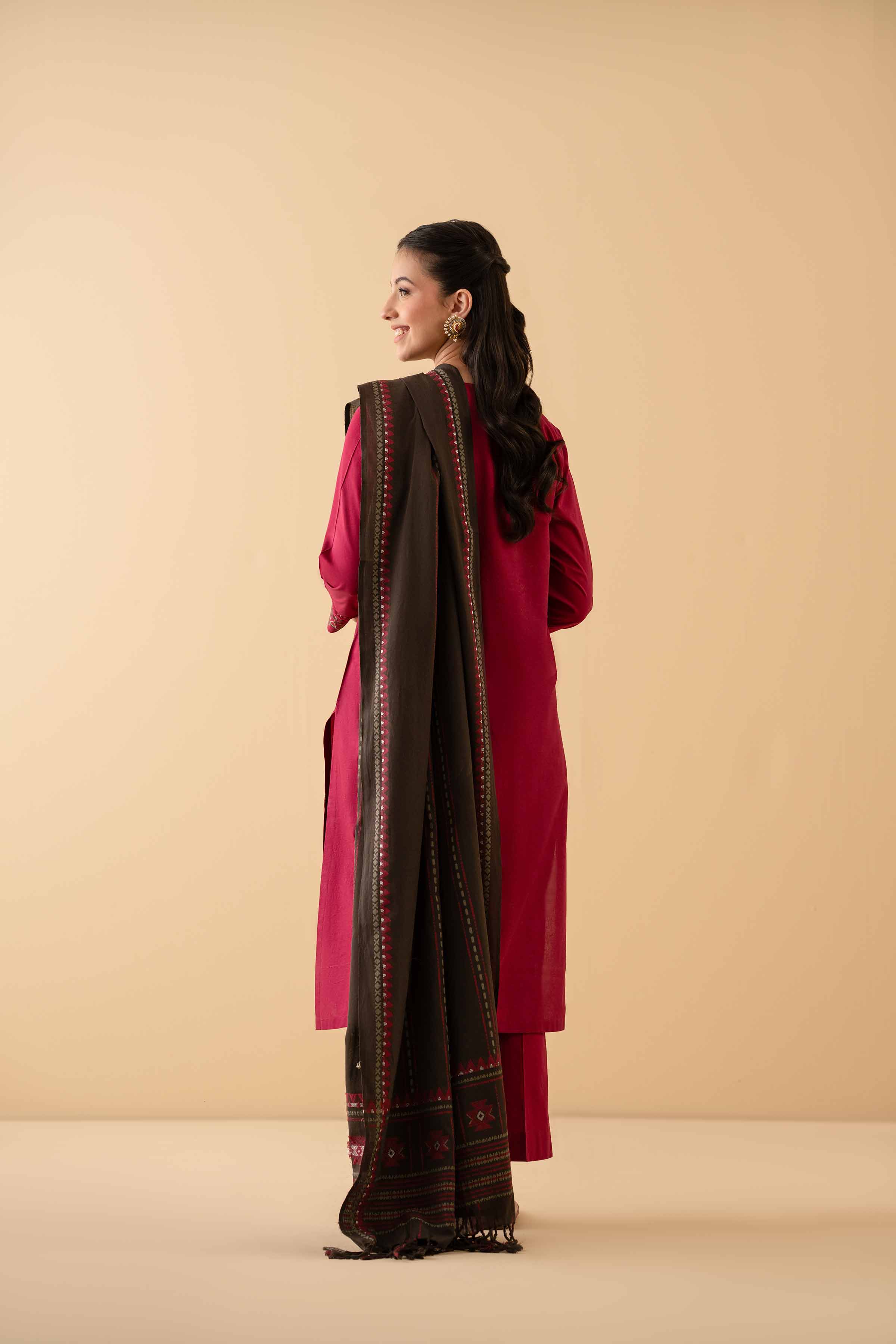 NishatUK - Maroon Embroidered Cambric 3-piece ready to wear Suit