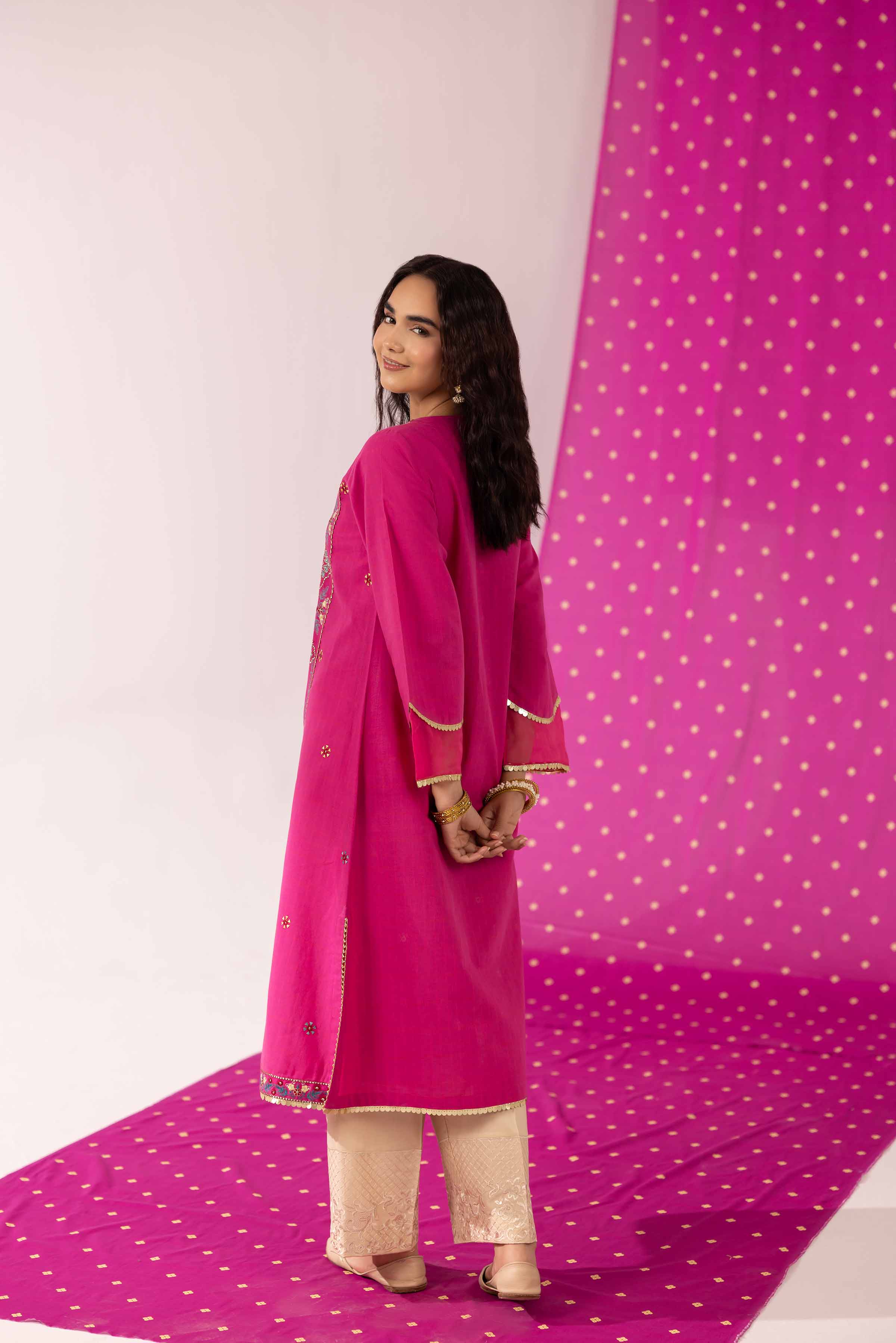 NishatUK - Pink Embroidered Yarn Dyed 1-piece ready to wear Shirt