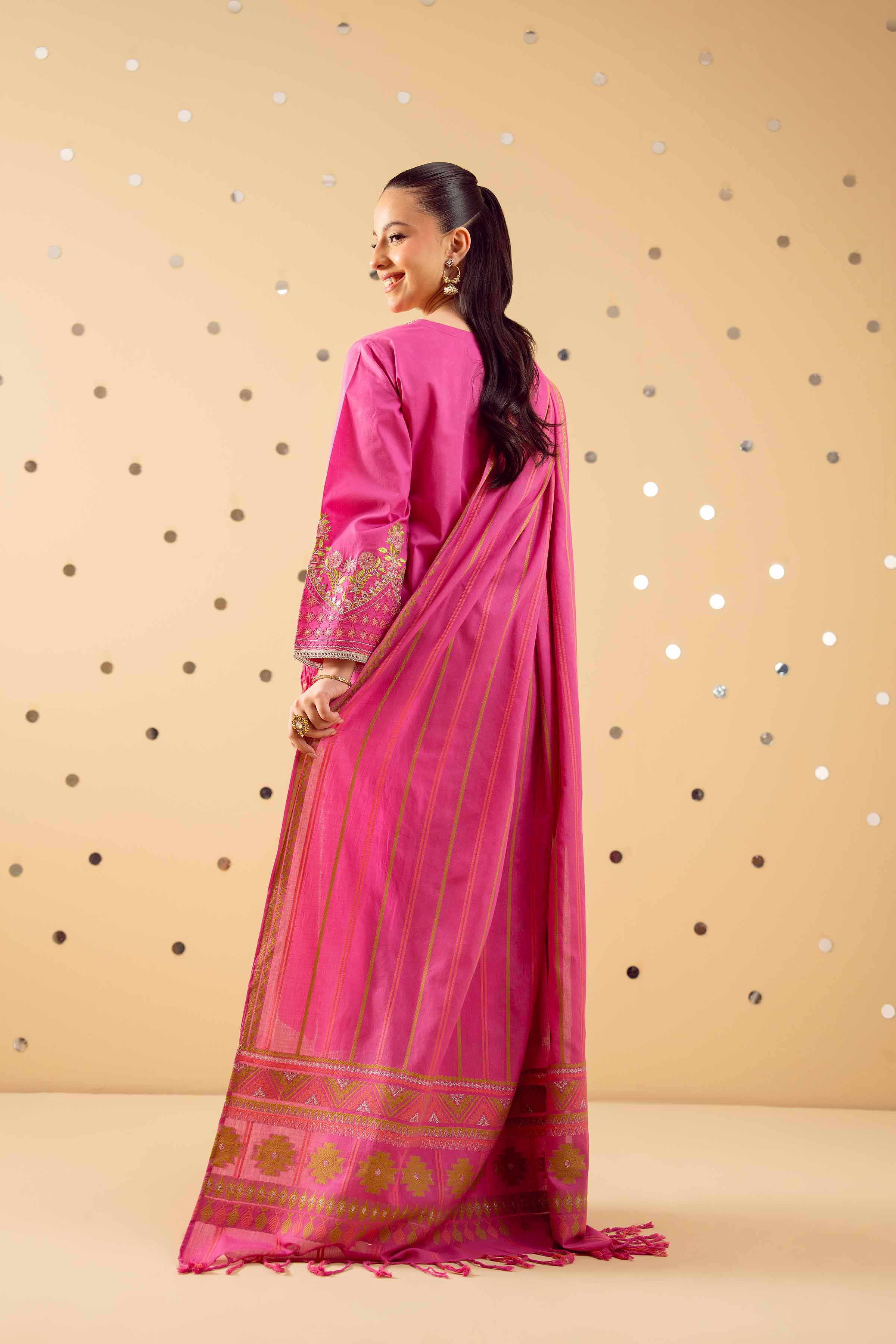 NishatUK - Pink Embroidered Cambric 3-piece ready to wear Suit