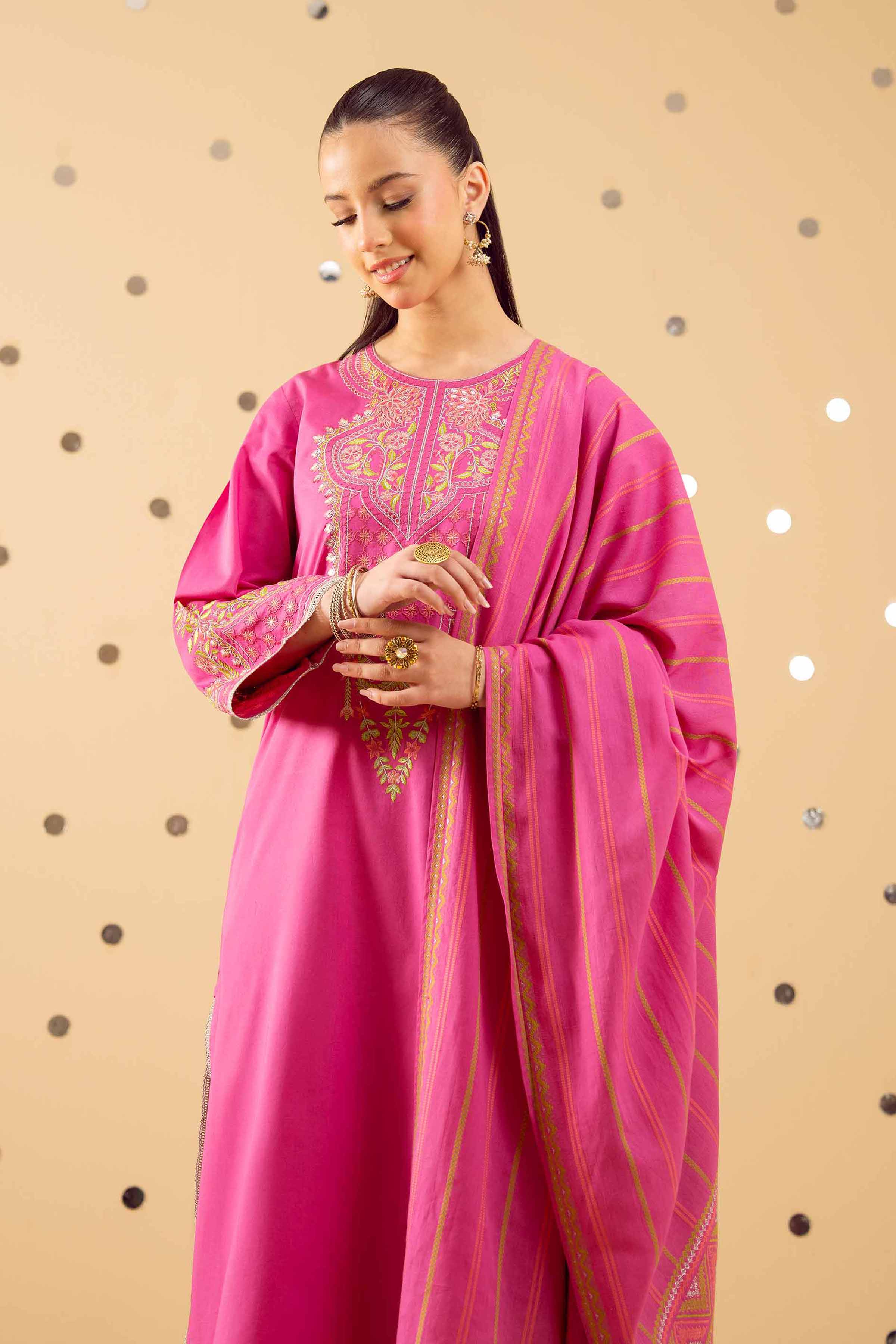 NishatUK - Pink Embroidered Cambric 3-piece ready to wear Suit