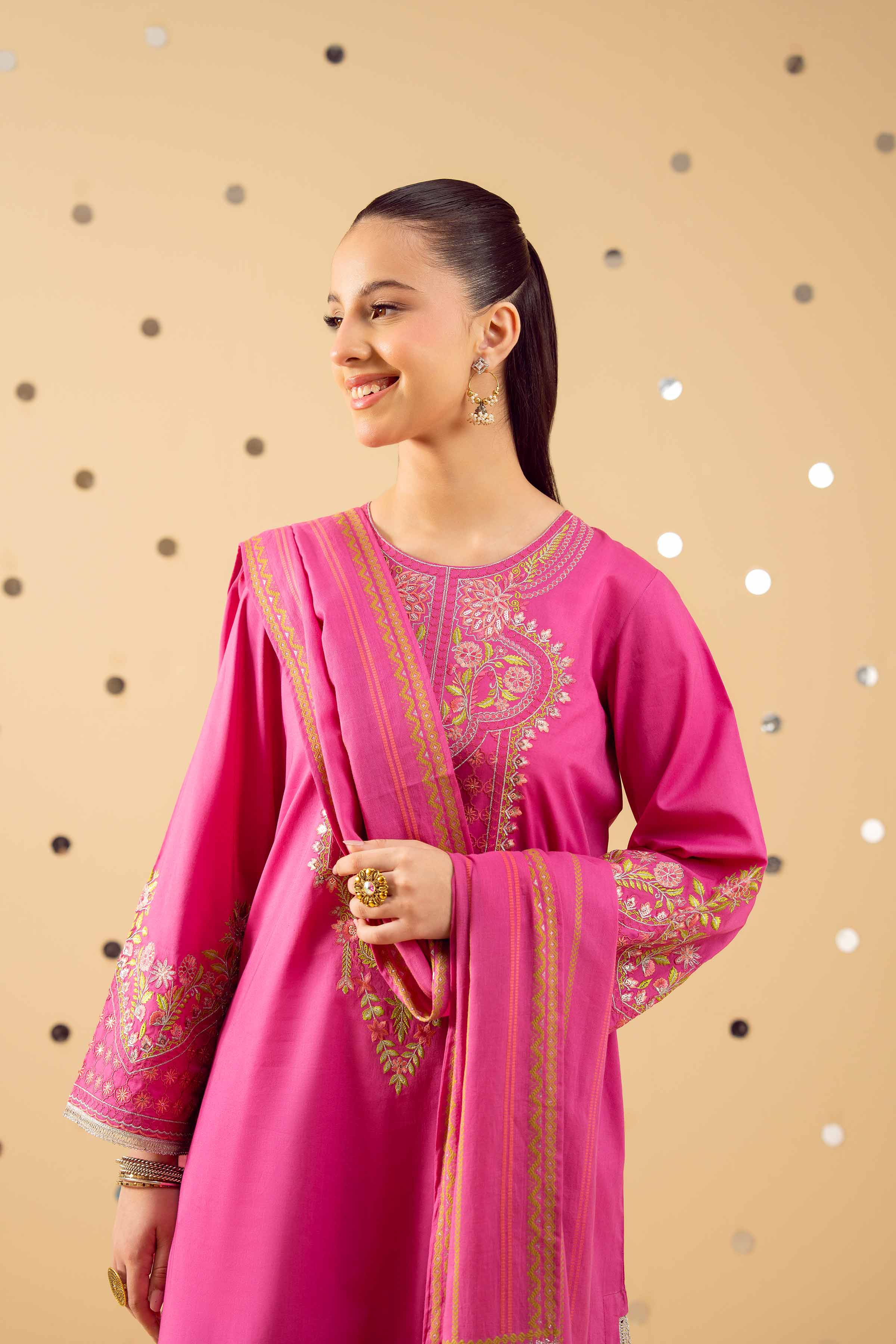 NishatUK - Pink Embroidered Cambric 3-piece ready to wear Suit
