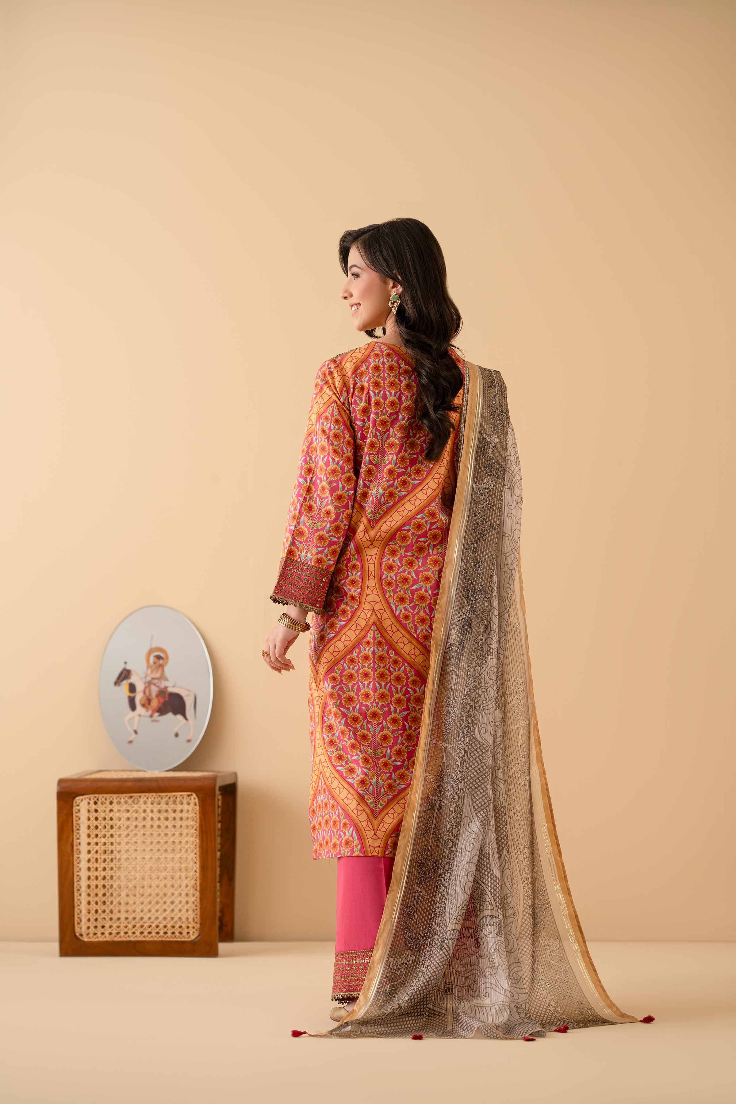 NishatUK - Pink Embroidered Satin 3-piece ready to wear Suit