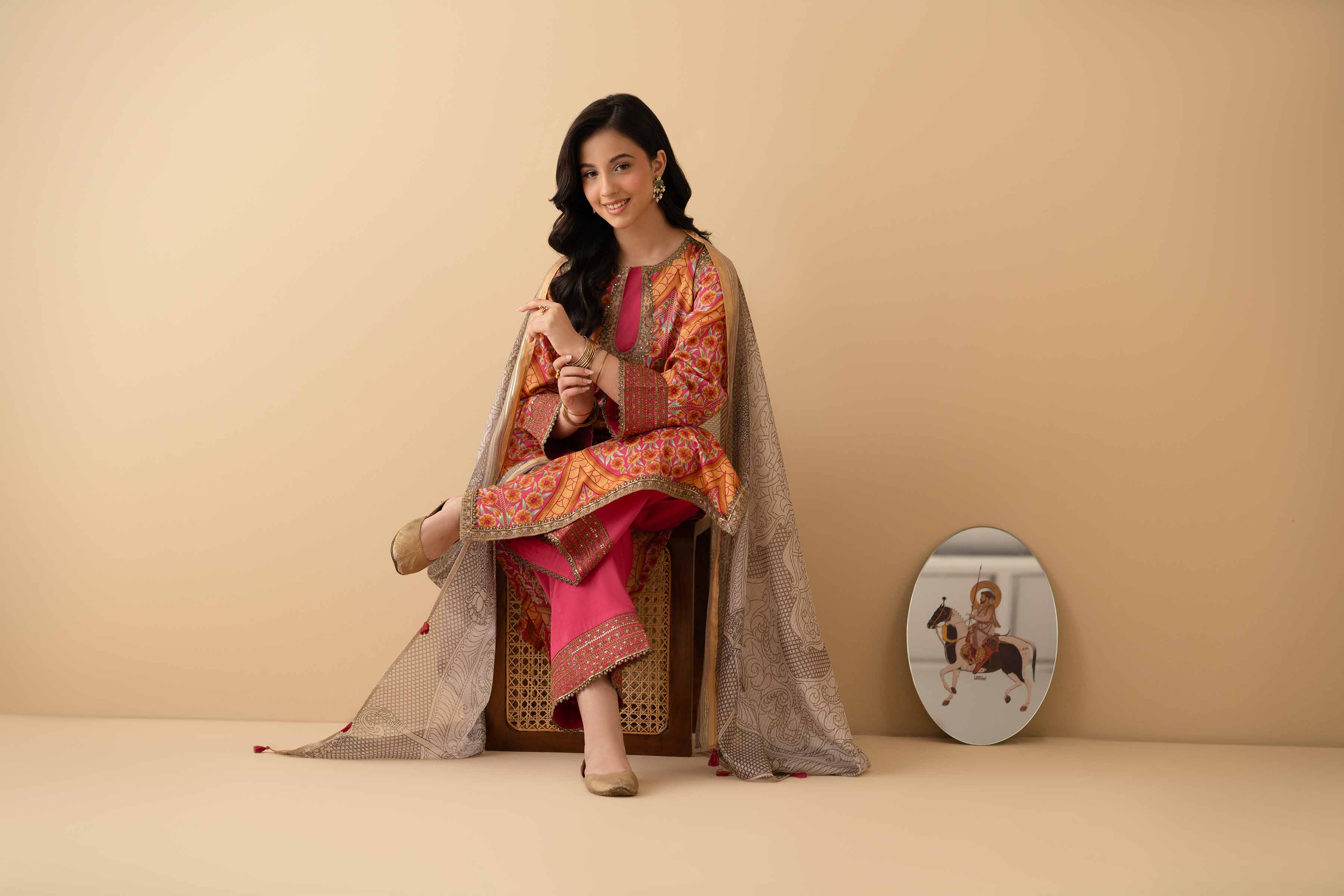 NishatUK - Pink Embroidered Satin 3-piece ready to wear Suit