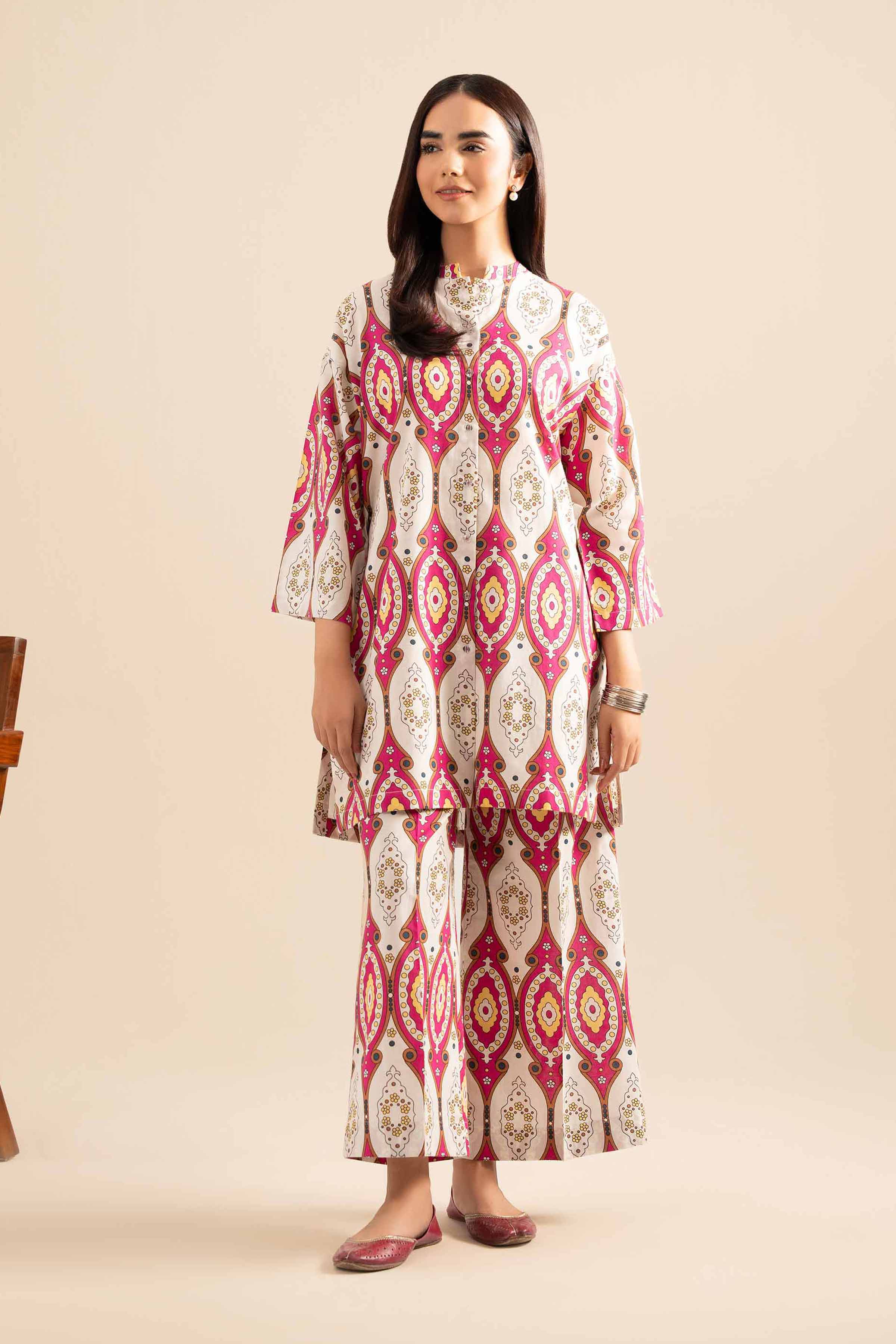 NishatUK - Pink Printed Cotton 2-piece ready to wear Dress