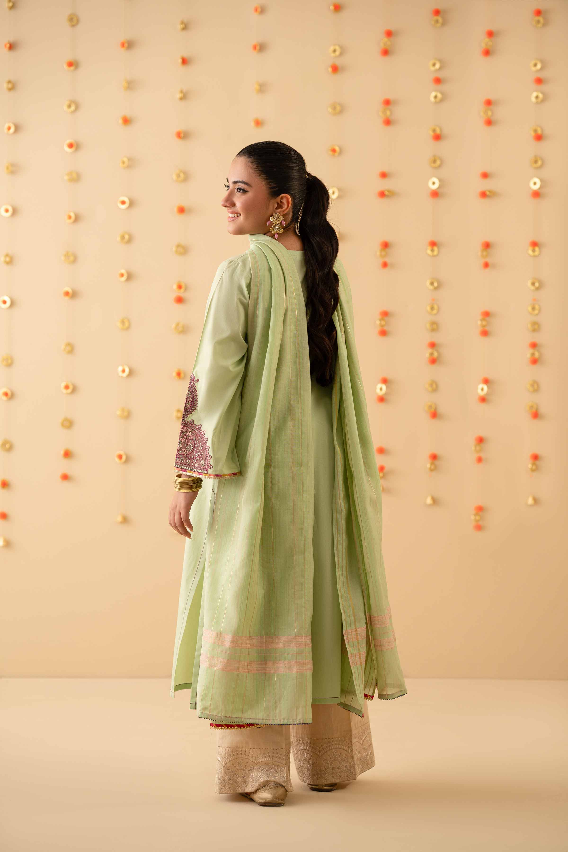 NishatUK - Green Embroidered Cambric 2-piece ready to wear Dress