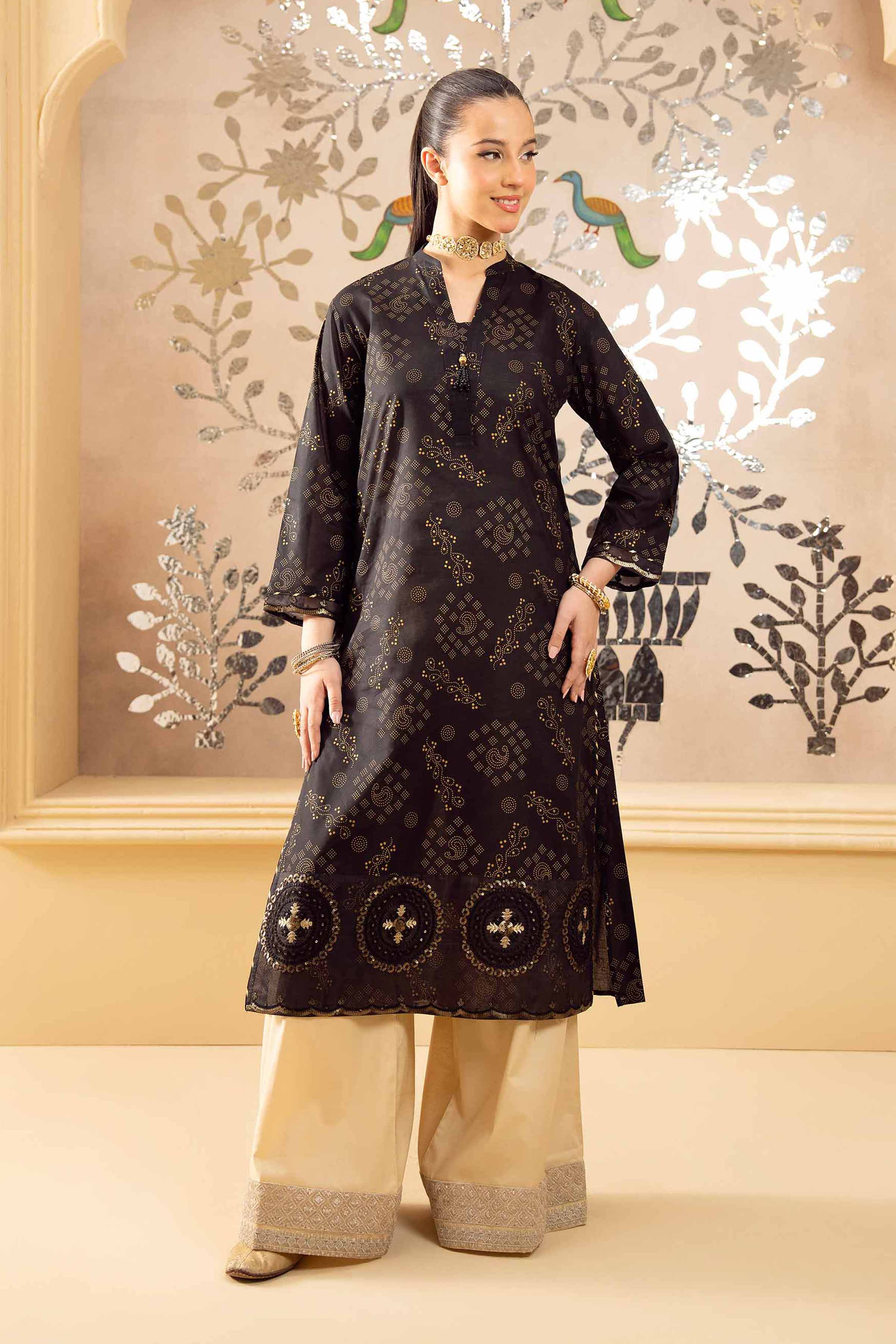NishatUK - Black Embroidered Lawn 1-piece ready to wear Shirt
