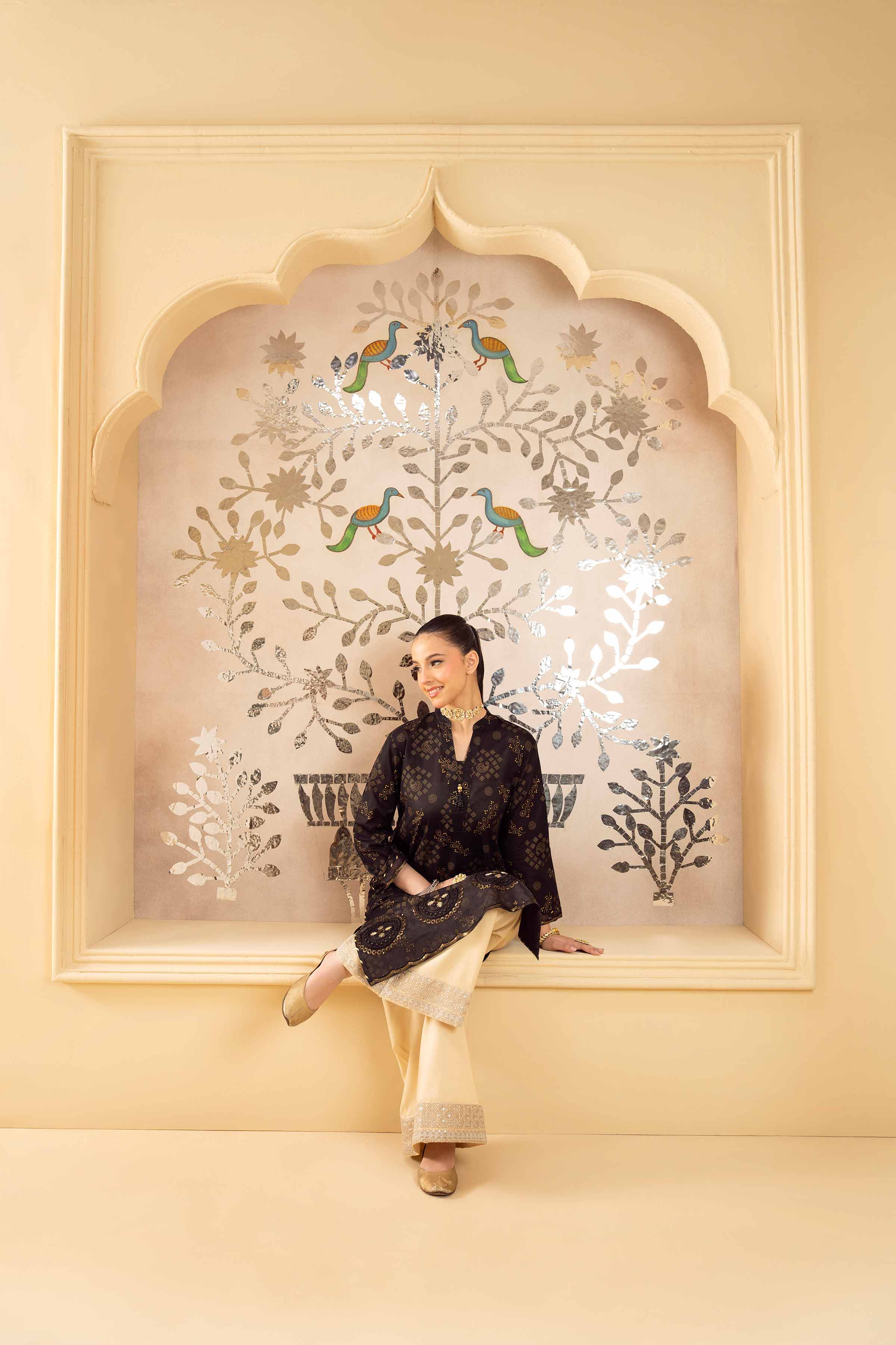 NishatUK - Black Embroidered Lawn 1-piece ready to wear Shirt