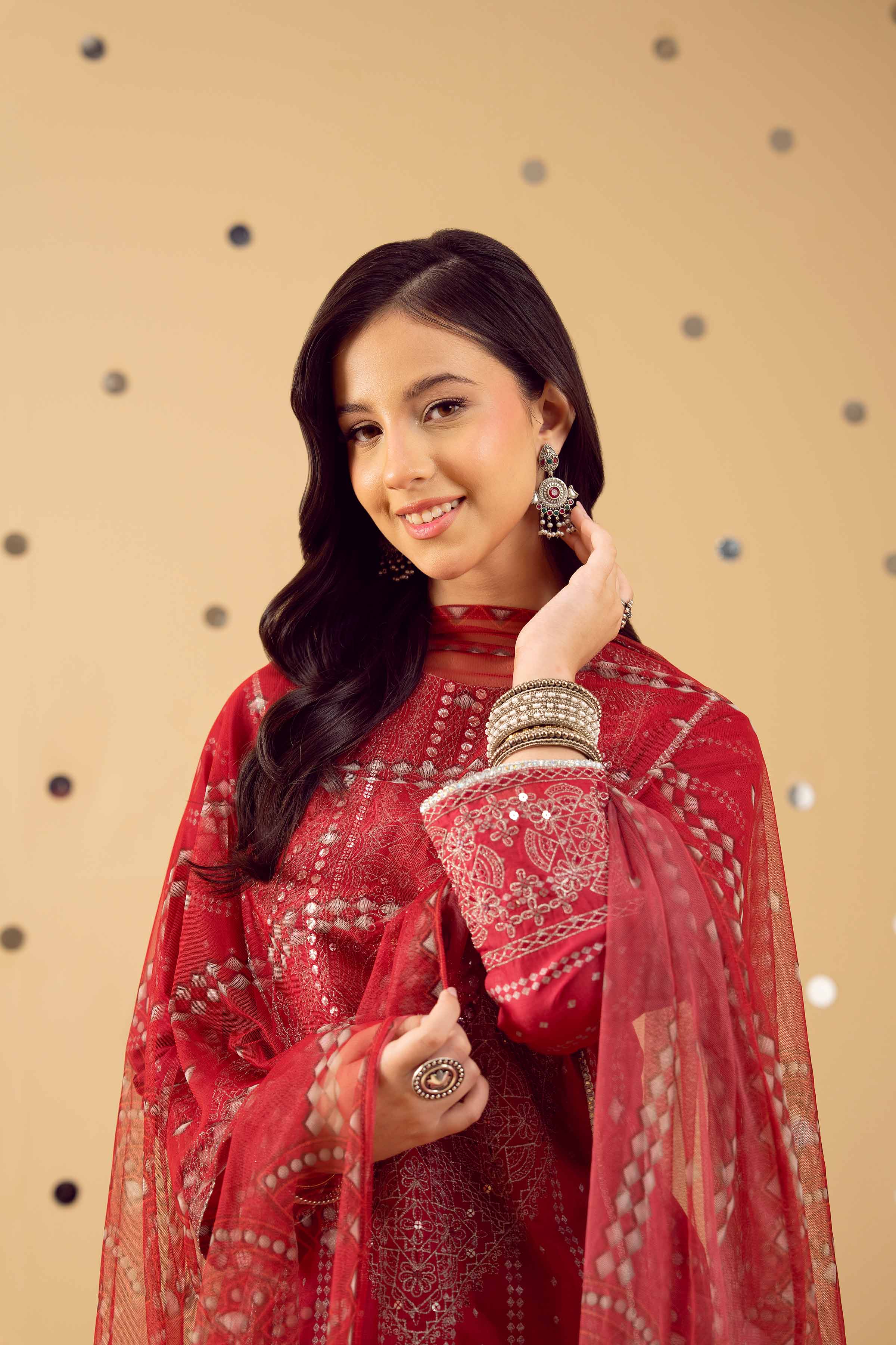 NishatUK - Red Embroidered Lawn 2-piece ready to wear Dress