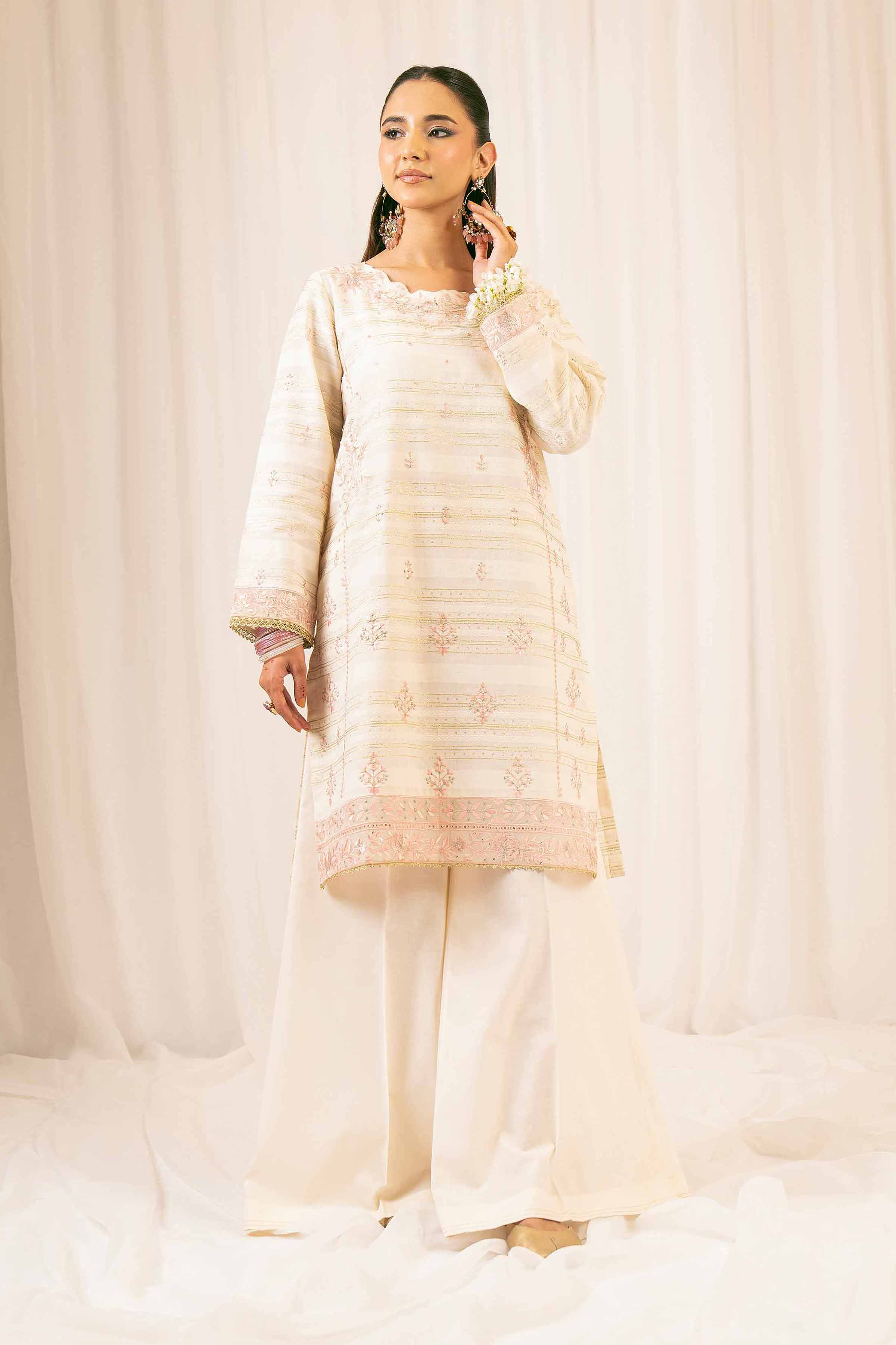 NishatUK - Beige Embroidered Jacquard 2-piece ready to wear Dress