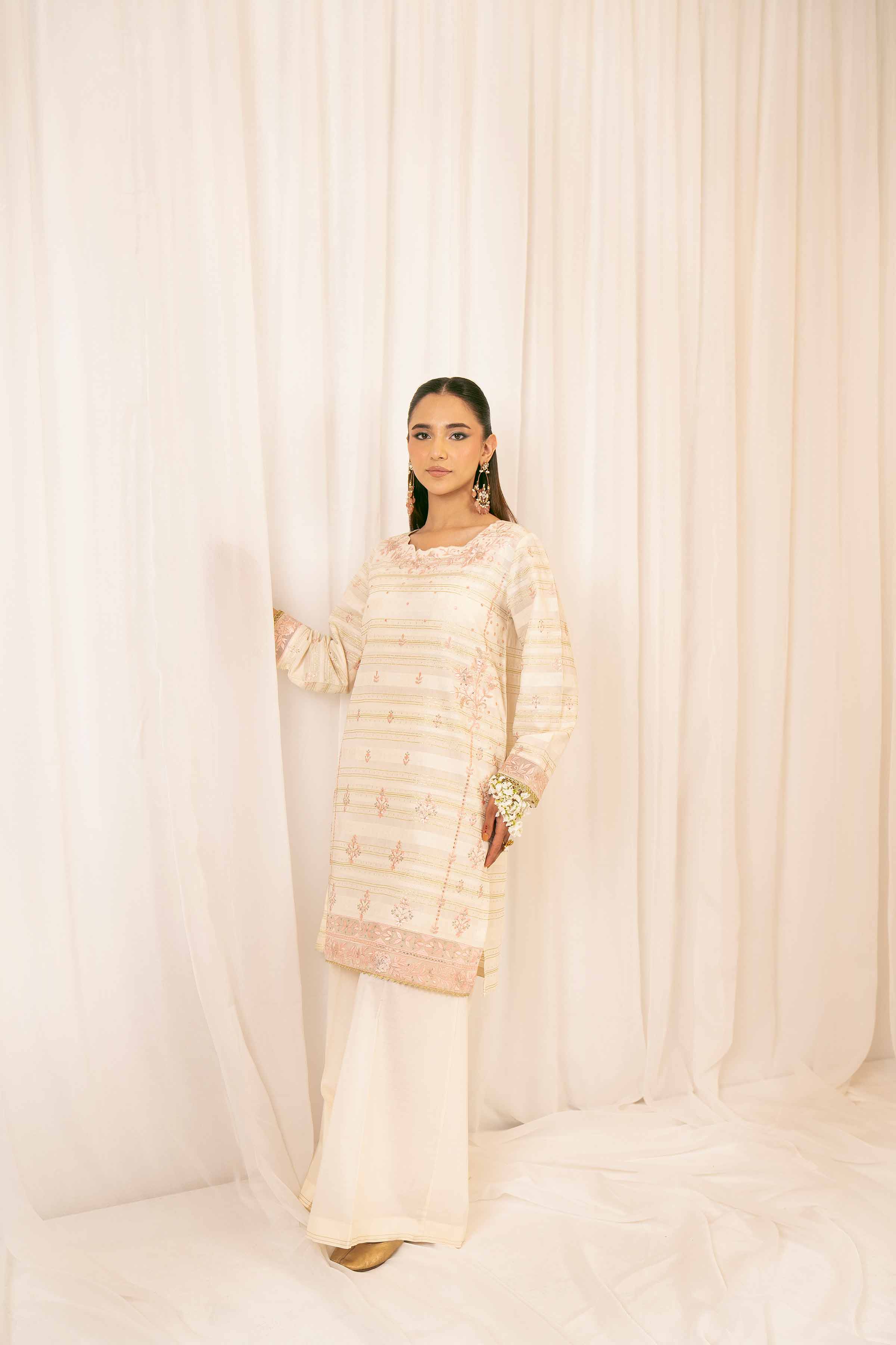 NishatUK - Beige Embroidered Jacquard 2-piece ready to wear Dress