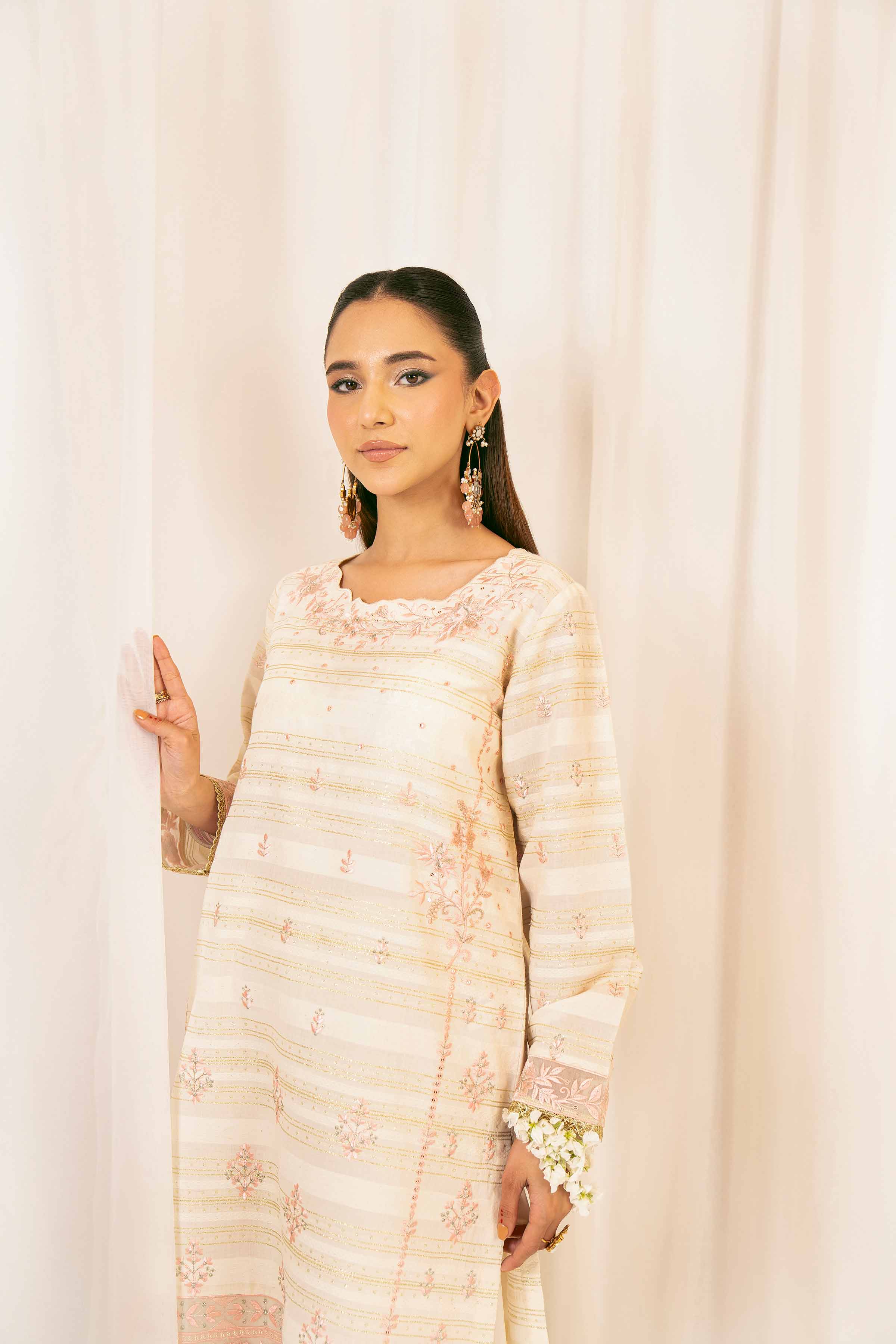 NishatUK - Beige Embroidered Jacquard 2-piece ready to wear Dress