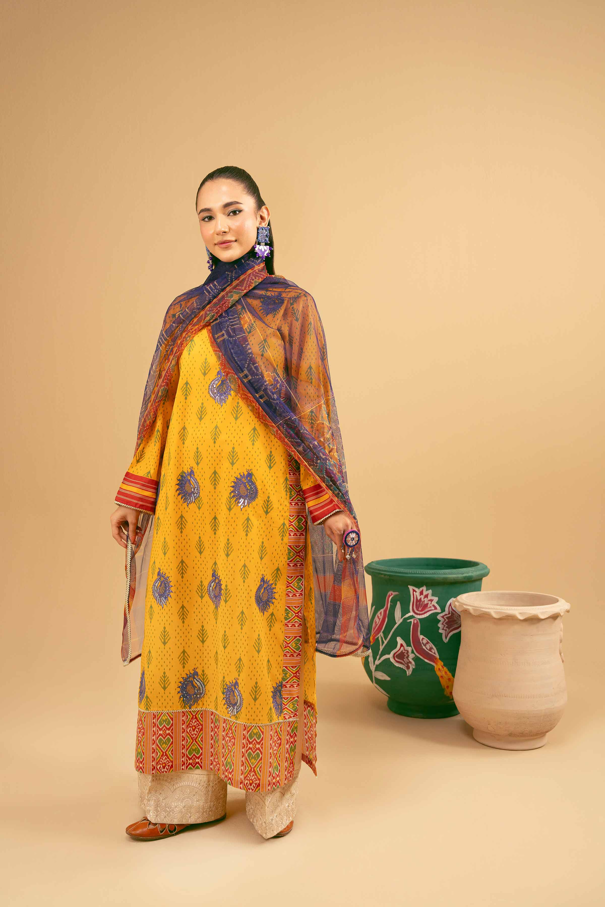NishatUK - Mustard Embroidered Lawn 2-piece ready to wear Dress