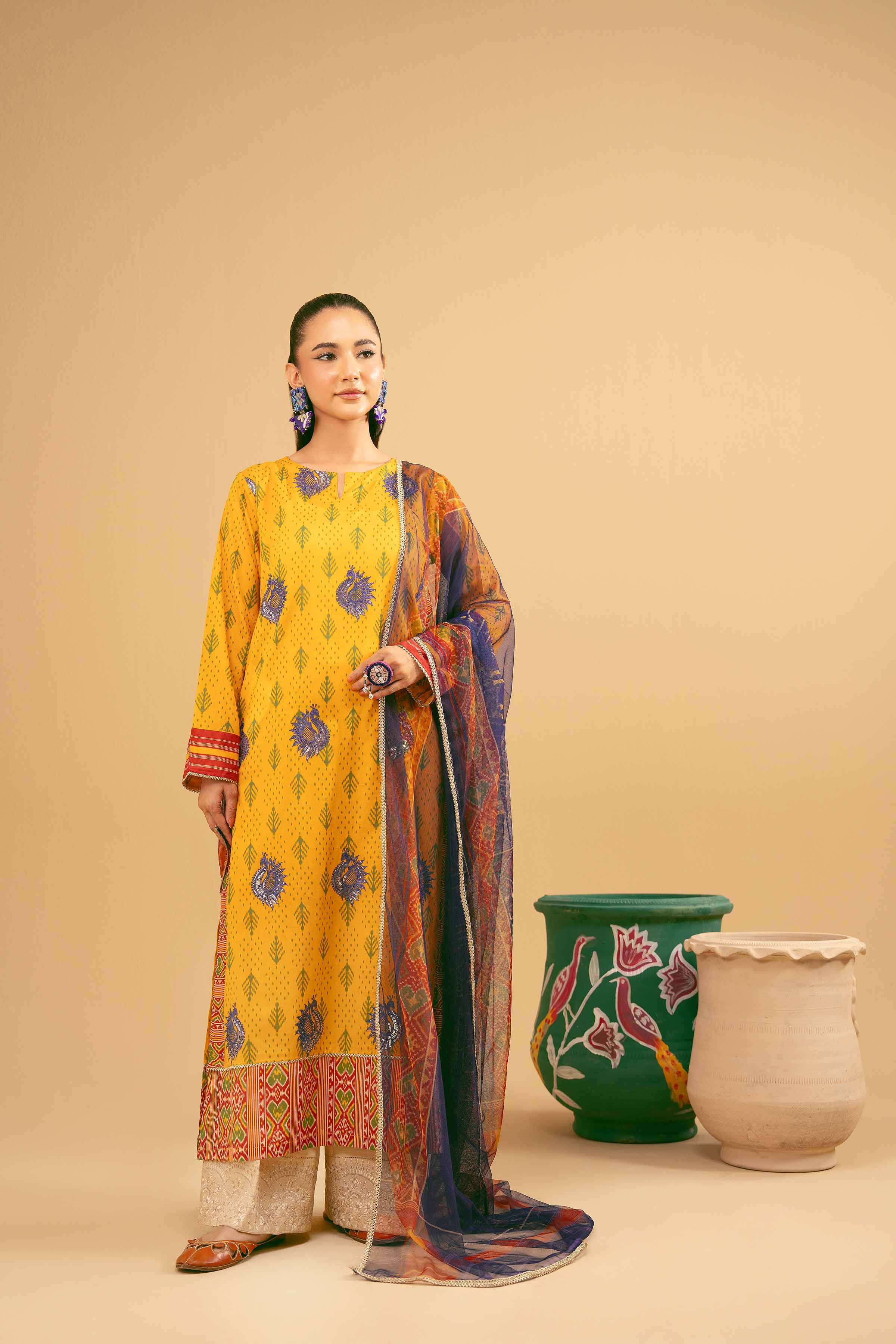 NishatUK - Mustard Embroidered Lawn 2-piece ready to wear Dress