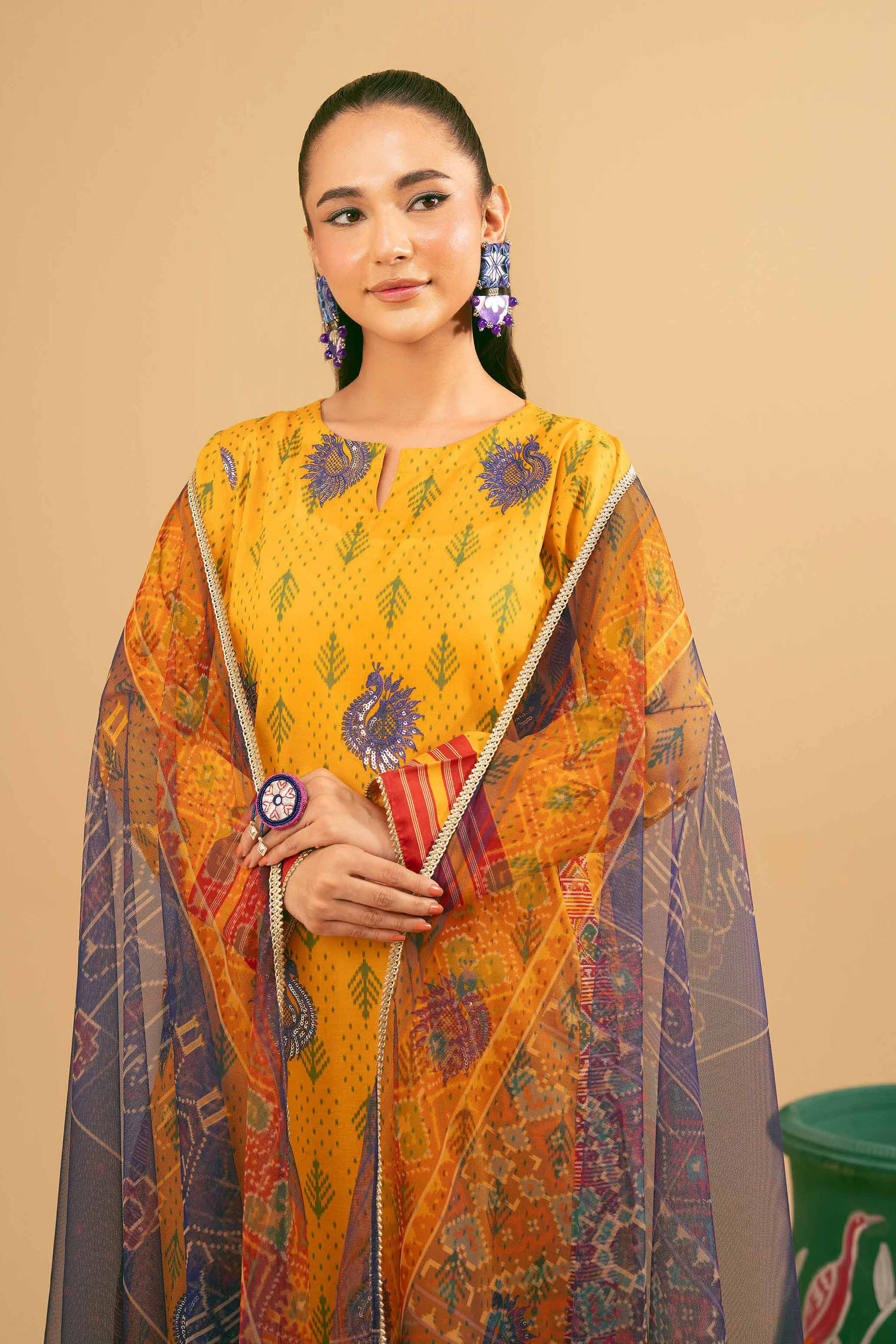 NishatUK - Mustard Embroidered Lawn 2-piece ready to wear Dress