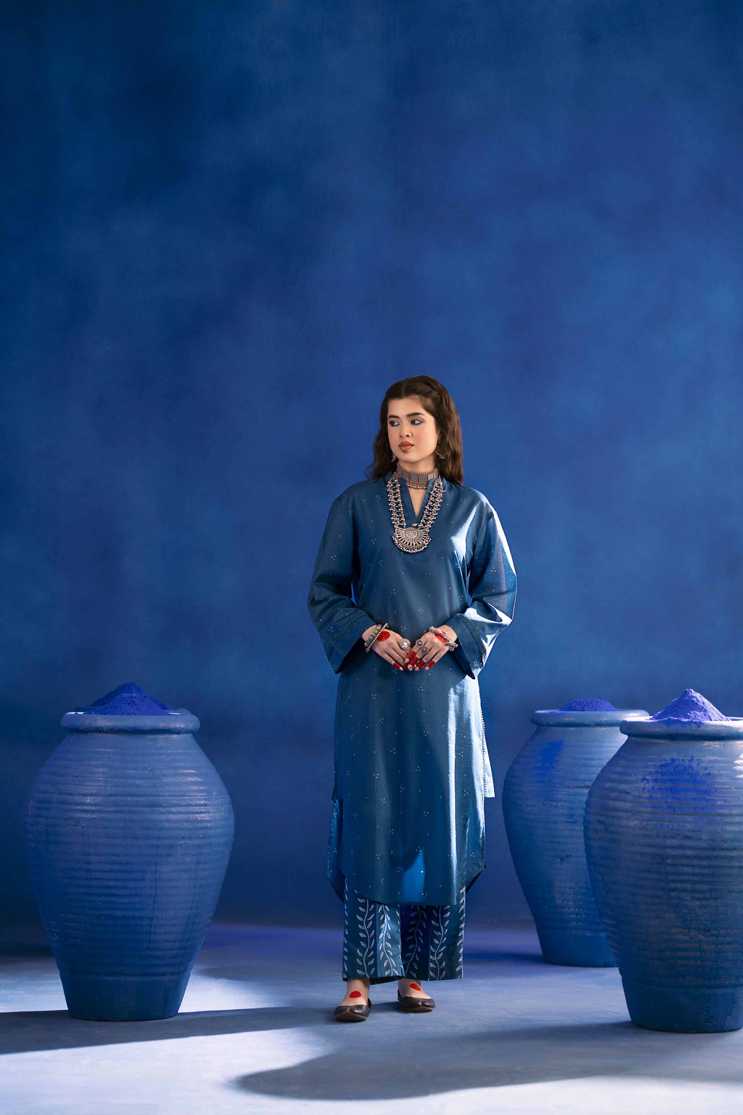 NishatUK - Blue Printed Lawn 2-piece ready to wear Dress