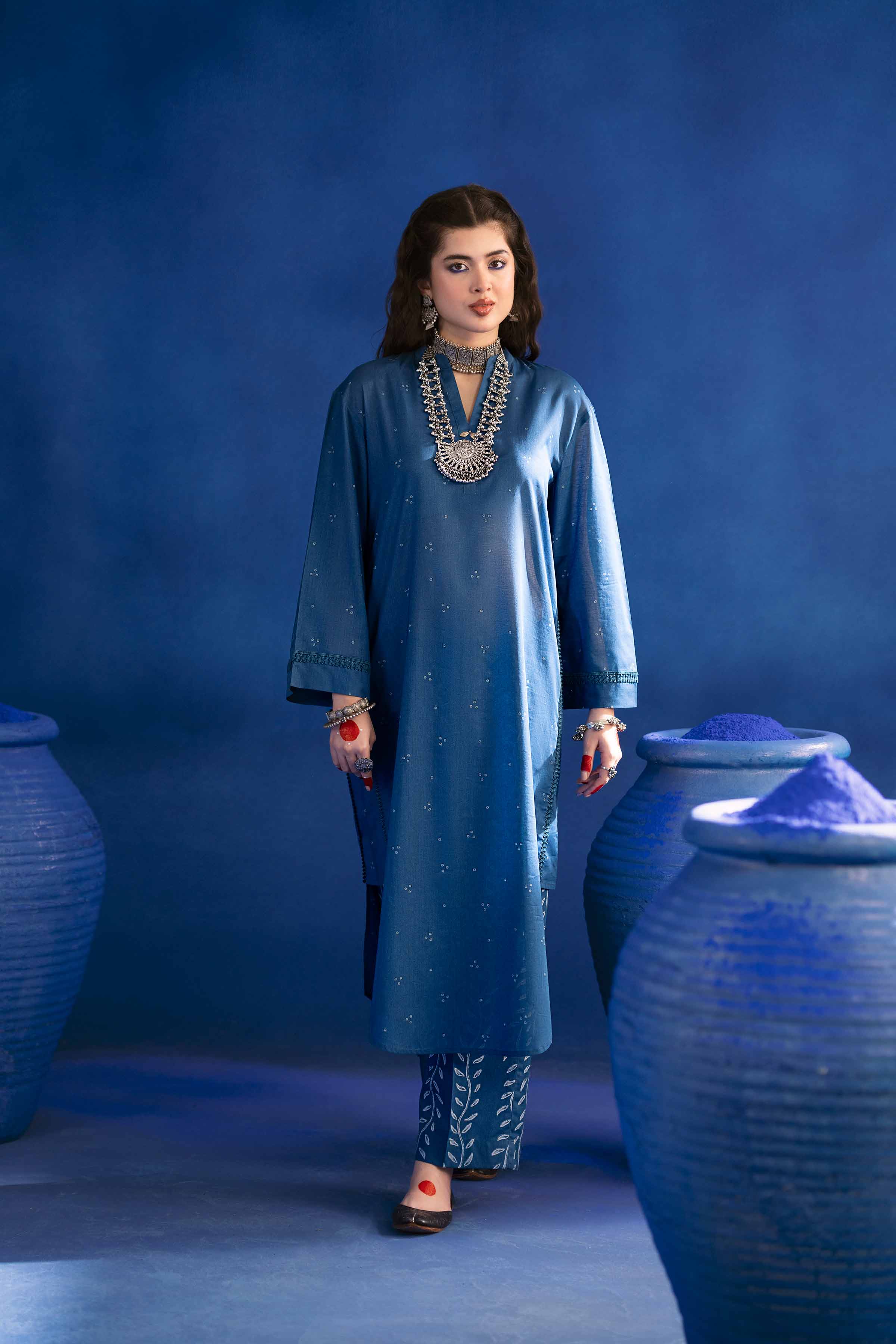 NishatUK - Blue Printed Lawn 2-piece ready to wear Dress